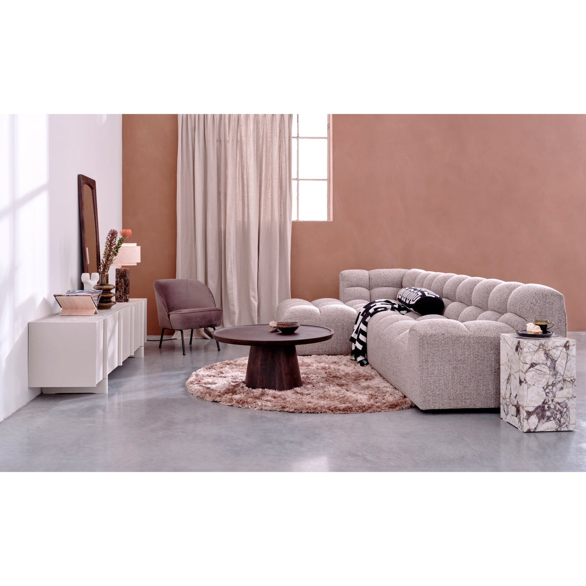 ALLURE CHAISE LONGUE LINKS GEWEBTES BRAUN MELANGE