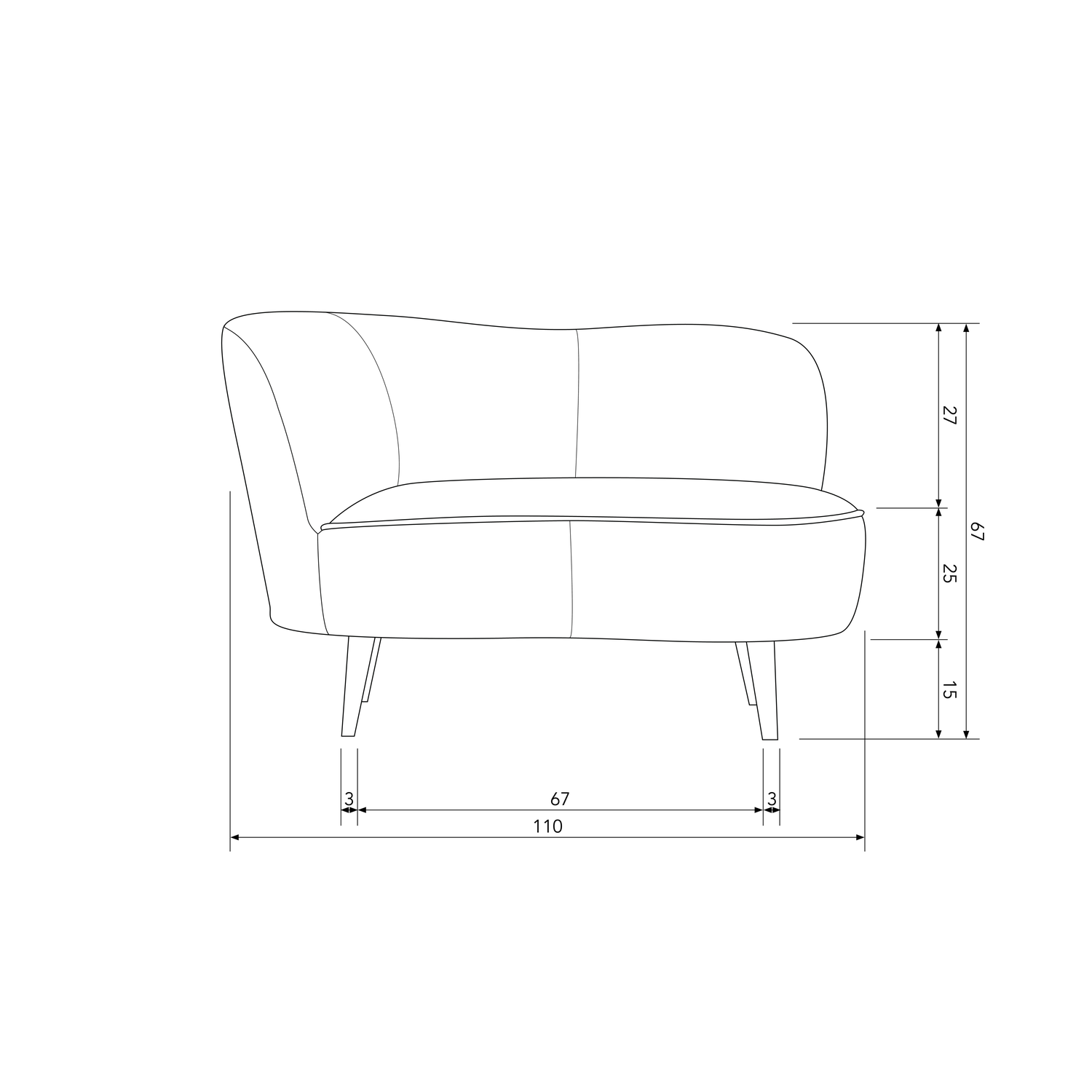 SARA LOUNGE SESSEL LINKS SAMT OCKER