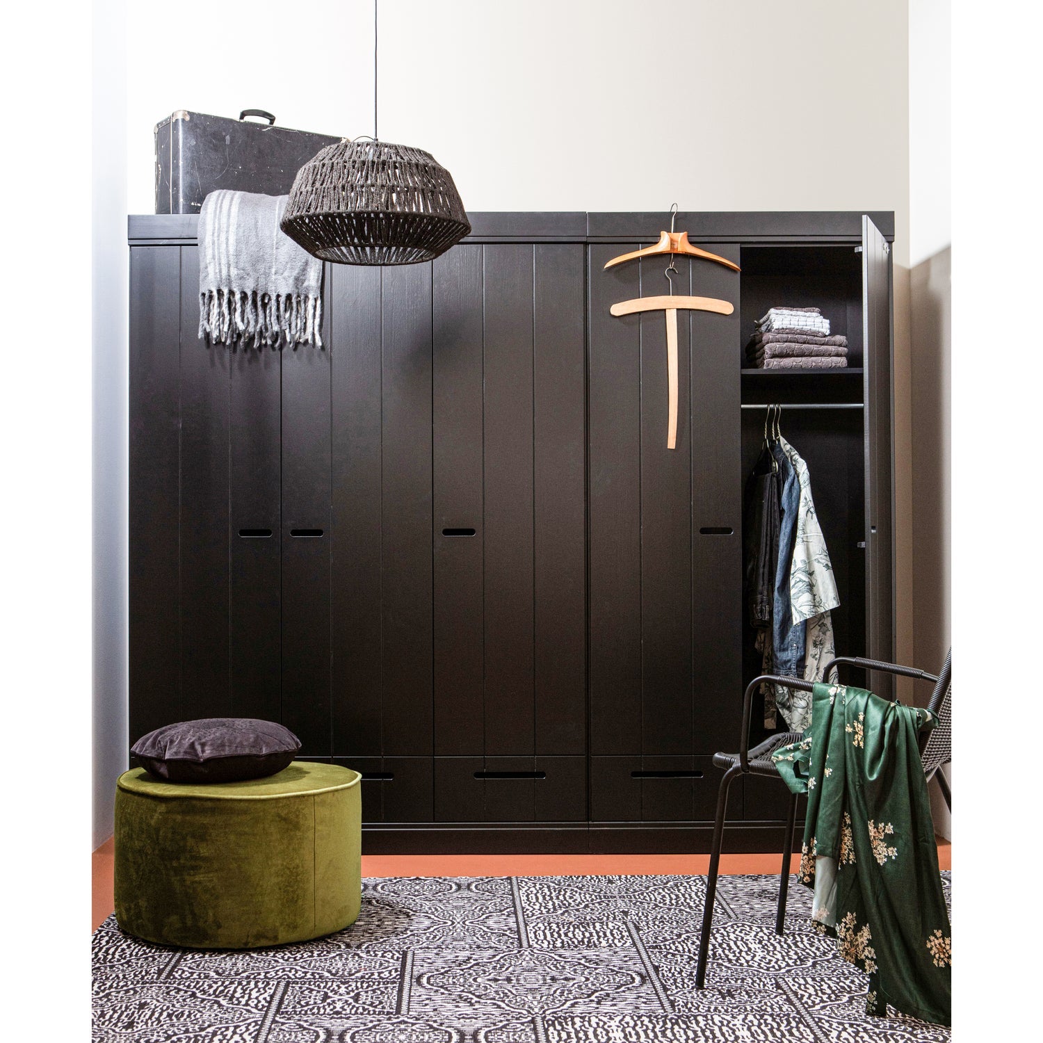 KACE HÄNGENDE LAMPE JUTE SCHWARZ O45CM