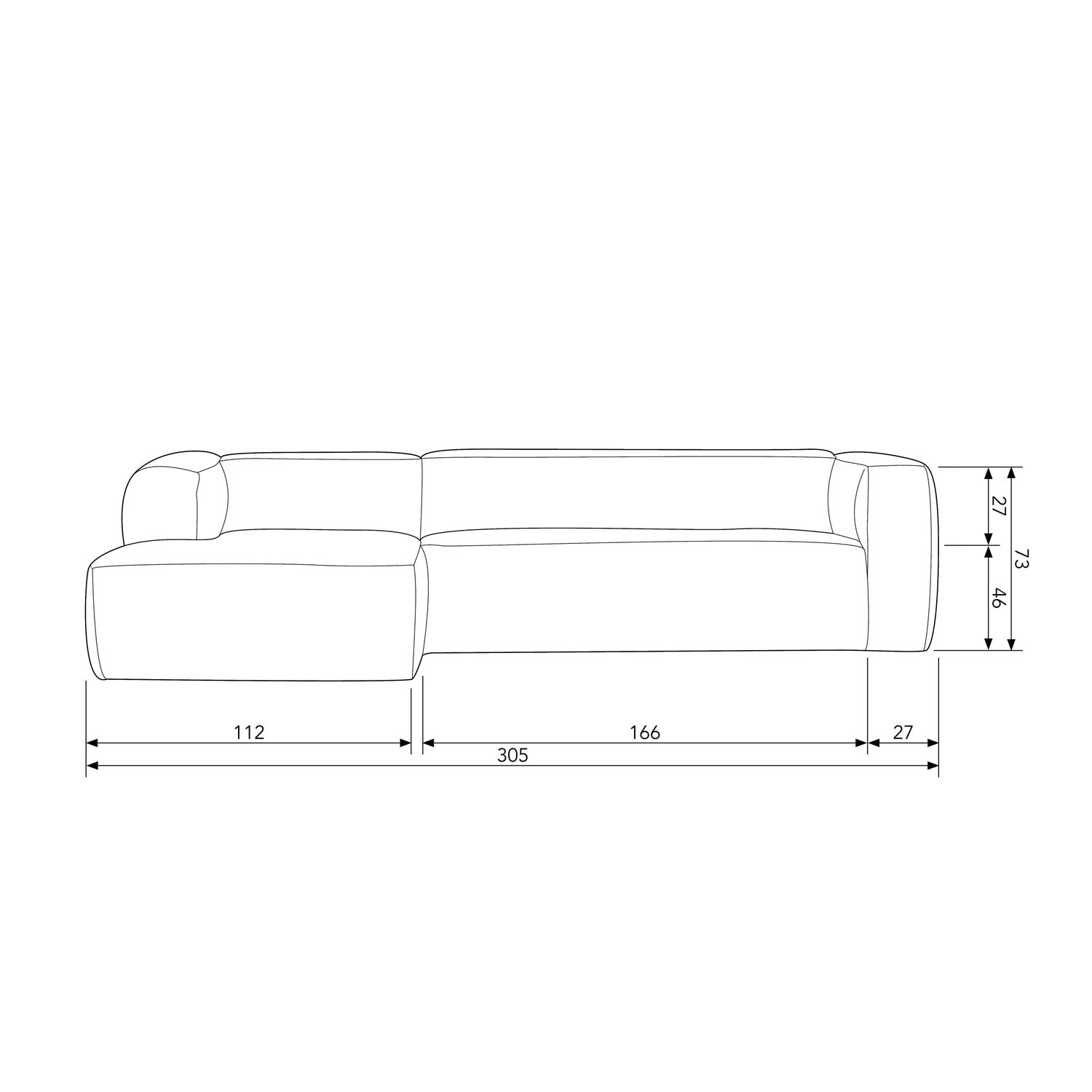 BEAN ECKCOUCH LINKS INCL. KISSENS DARK GREY