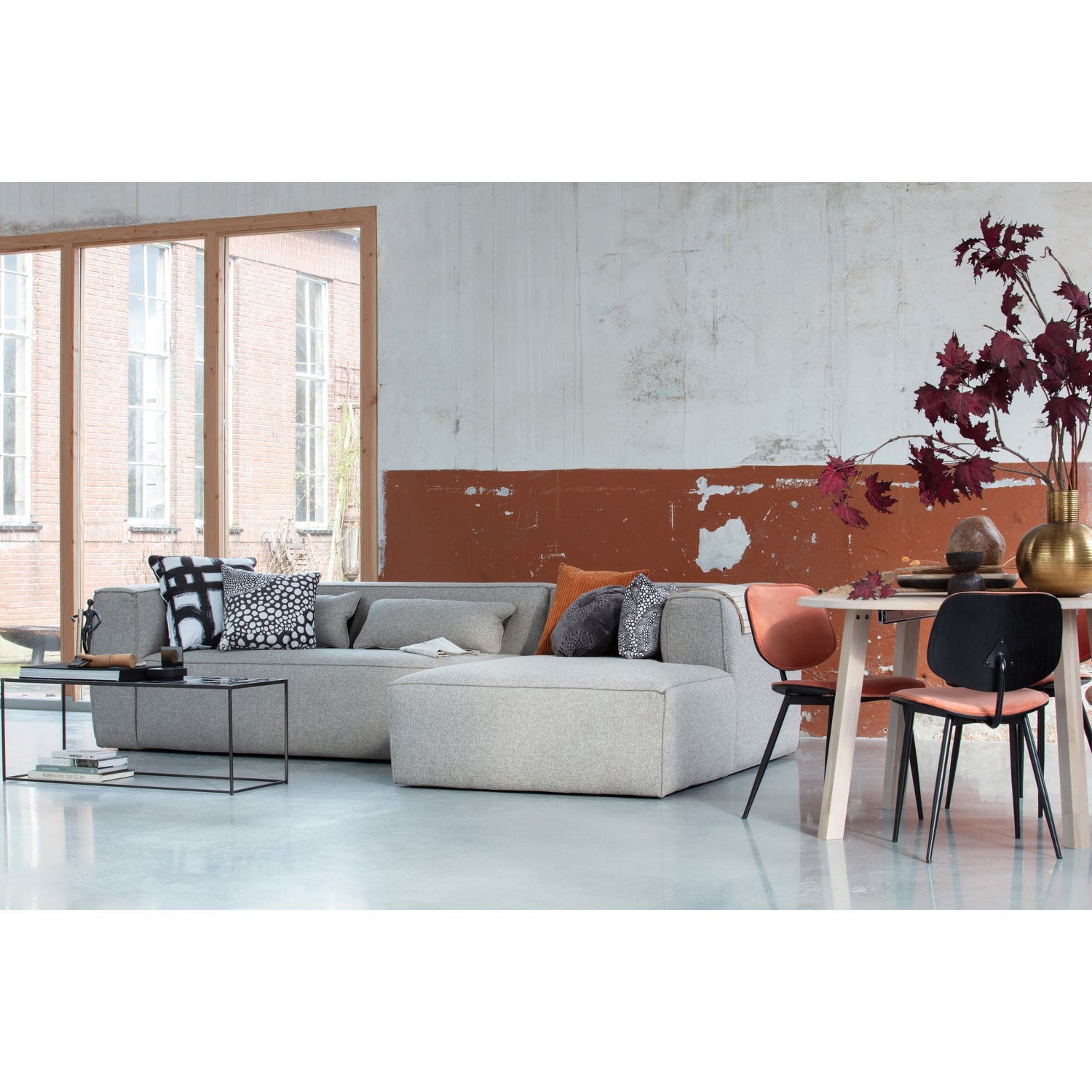 BEAN ECKCOUCH RECHTS INCL. KISSENS LIGHT GREY