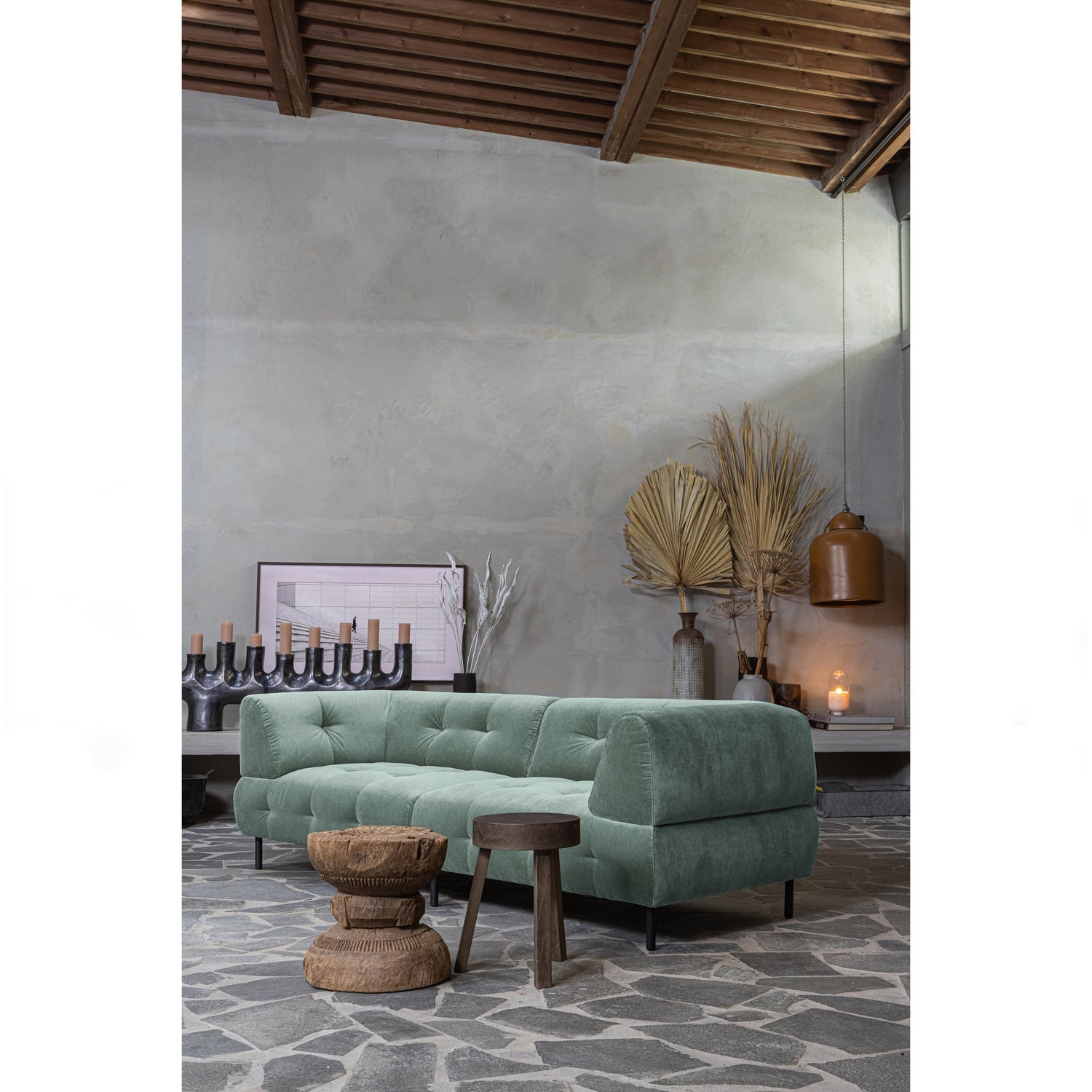 LLOYD 4-SEATER WASHED VELVET WATERPLANT