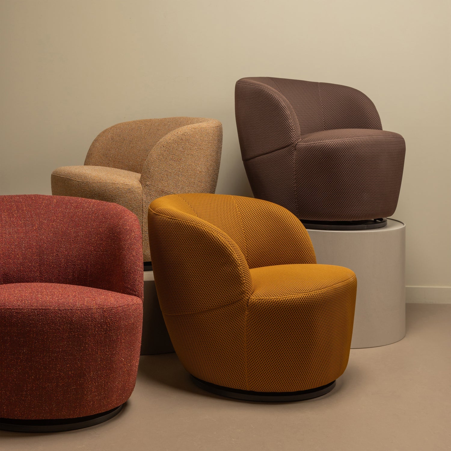 SERRA DREHSESSEL GEWEBTER STOFF CURRY MELANGE