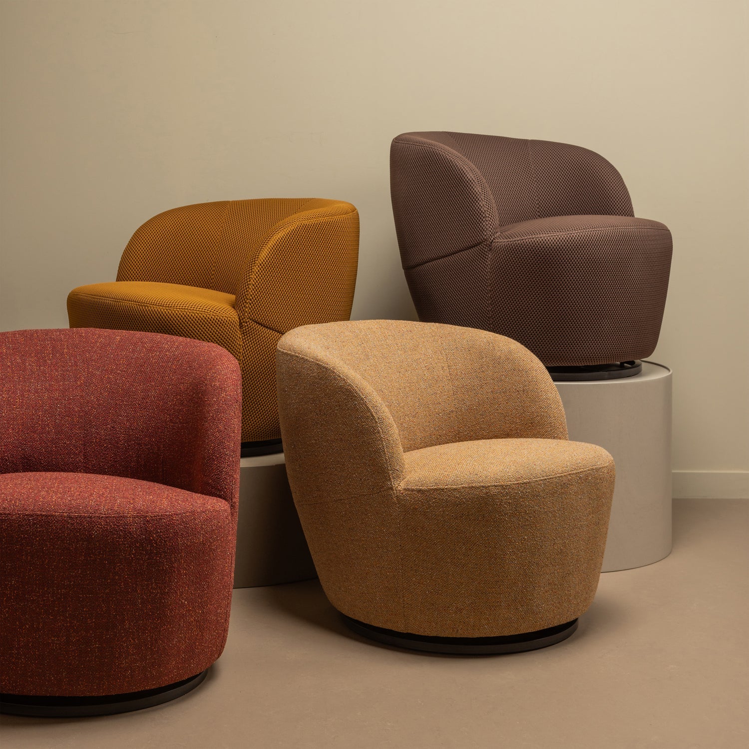 SERRA DREHSESSEL GEWEBTER STOFF CURRY MELANGE