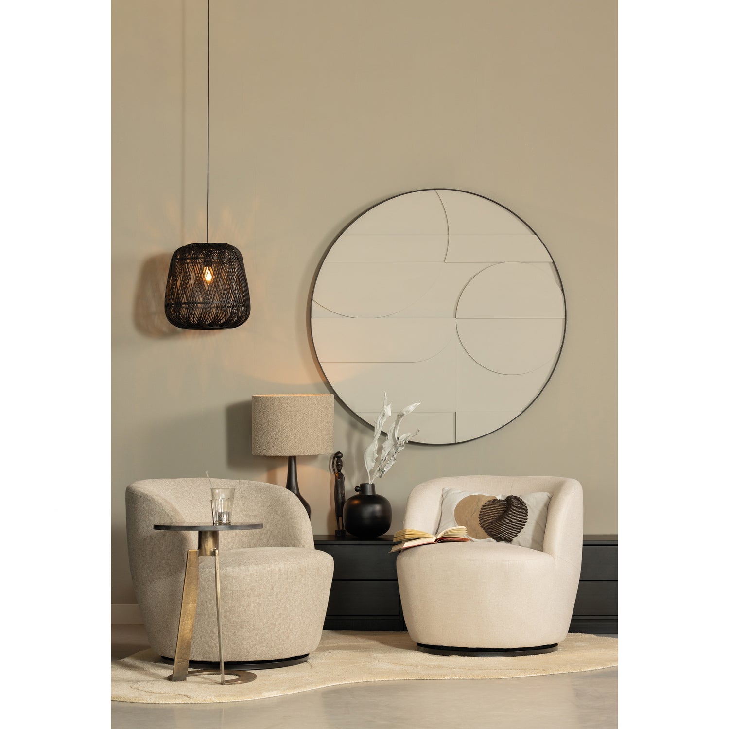 MOZA HANGENDE LAMPE BAMBUS SCHWARZ 36x36CM