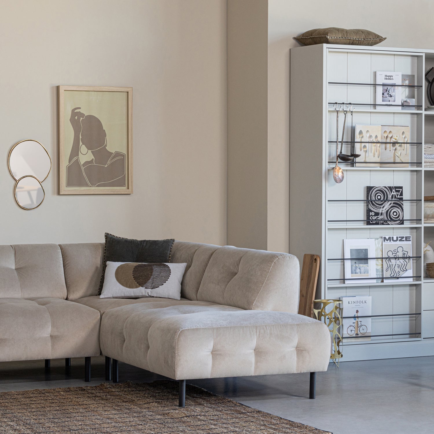 LLOYD ECKSOFA RECHTS WASHED VELVET SEA SALT