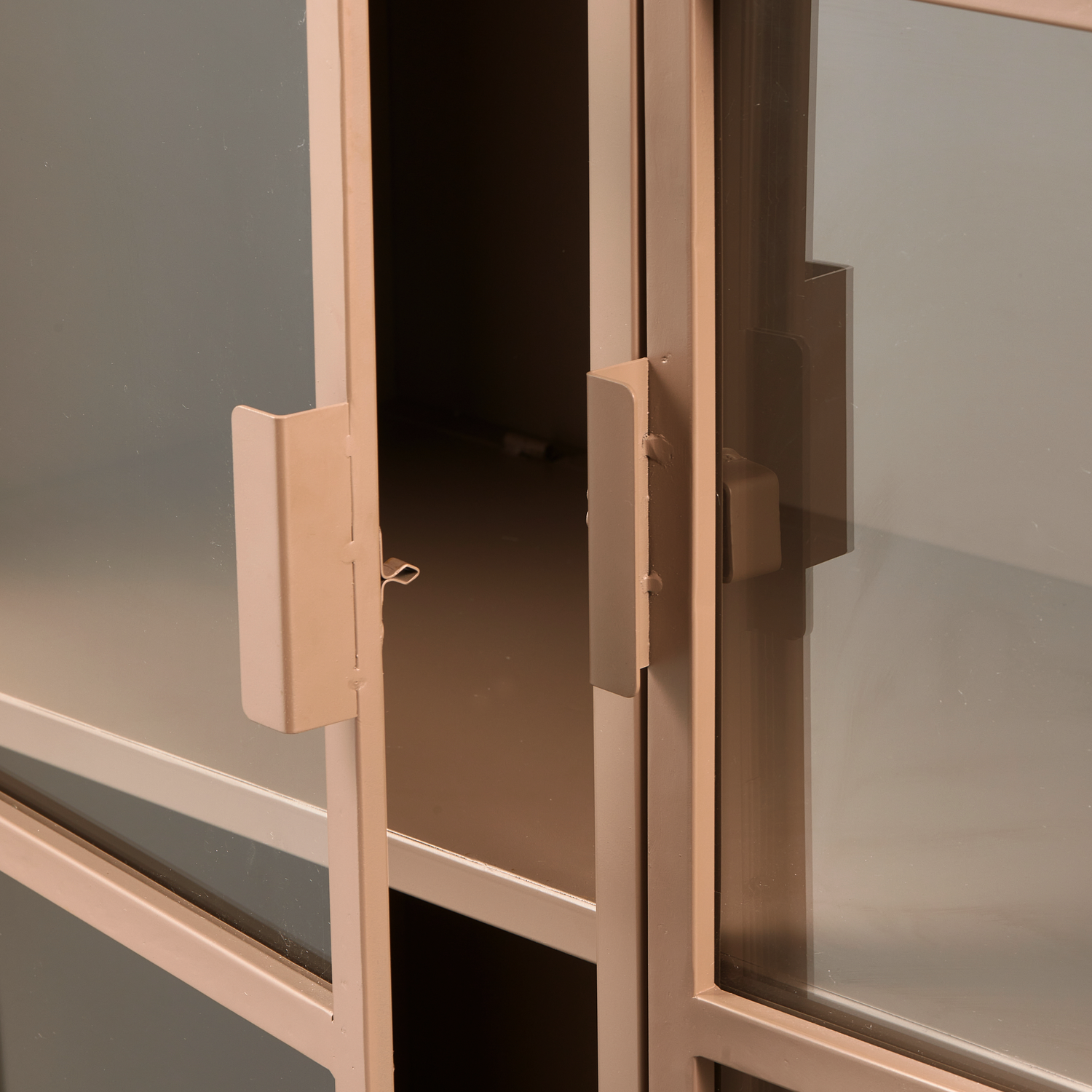 RONJA VITRINE SCHRANK XL METALL MILITAR BRAUN