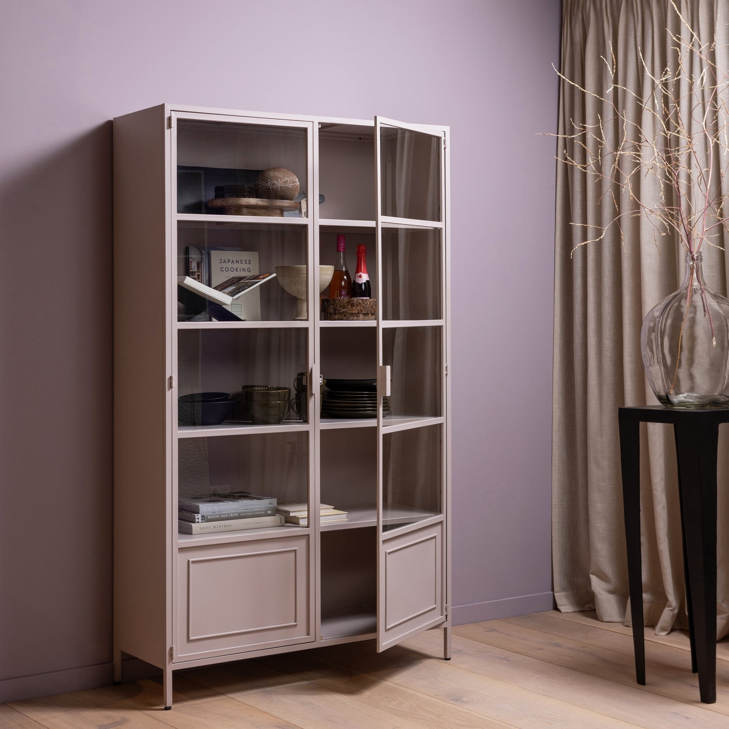 RONJA VITRINE SCHRANK XL METALL ZARTES PINK