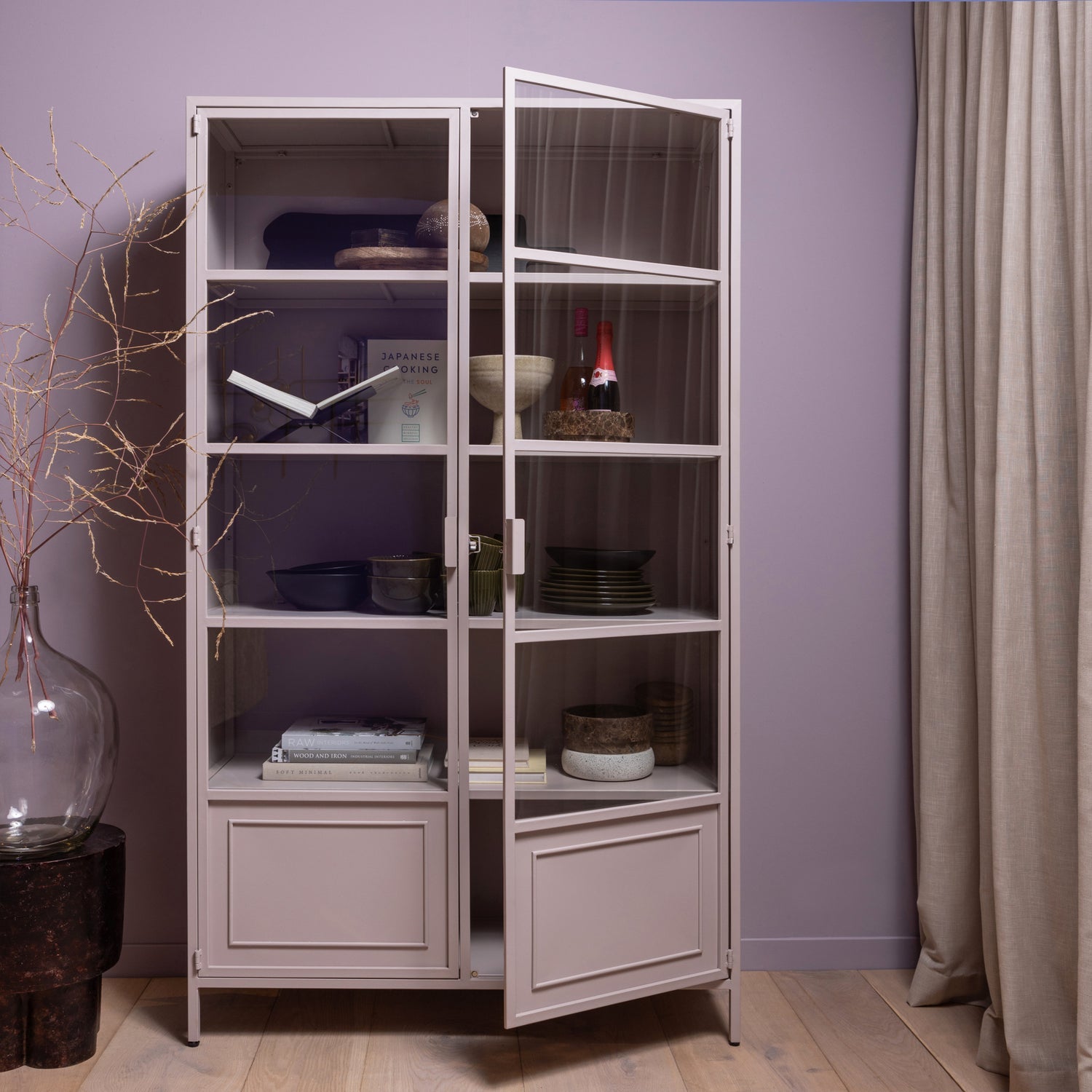 RONJA VITRINE SCHRANK XL METALL ZARTES PINK
