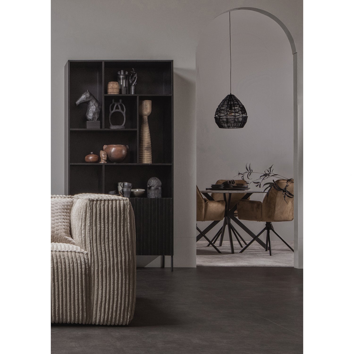 BEAN 3,5-SITZER SOFA SCHWER RIBCORD TRAVERTIN