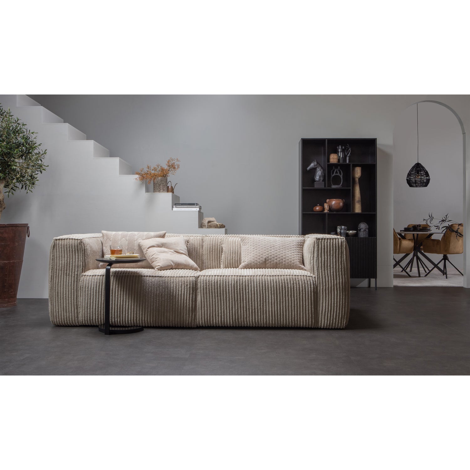 BEAN 3,5-SITZER SOFA SCHWER RIBCORD TRAVERTIN