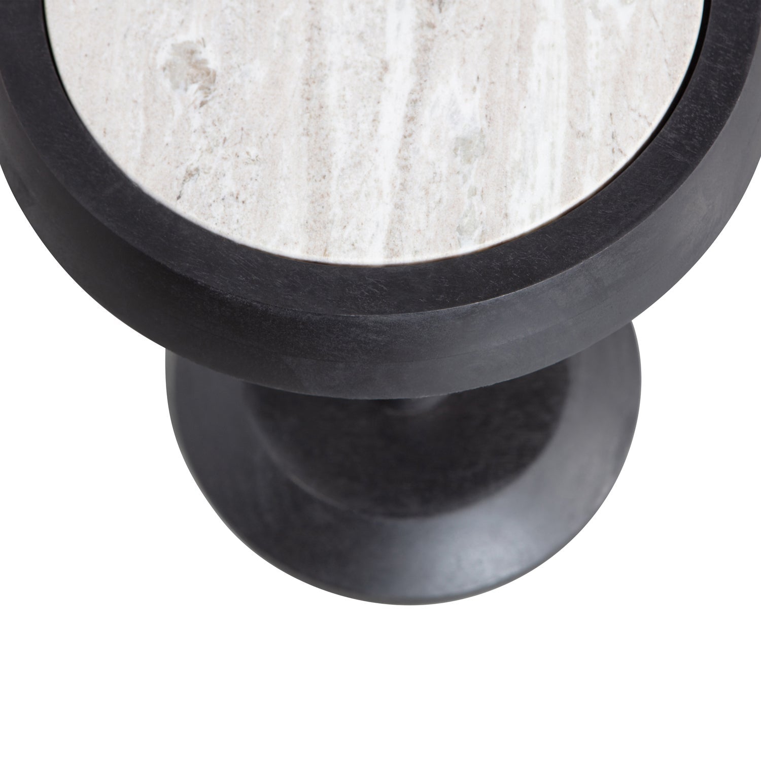NANNE BEISTELLTISCH MANGO HOLZ SCHWARZ MIT MARMORPLATTE