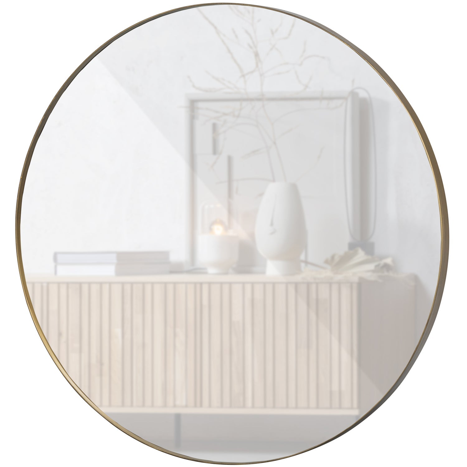 DOUTZEN RUNDER SPIEGEL METALL GOLD O115CM