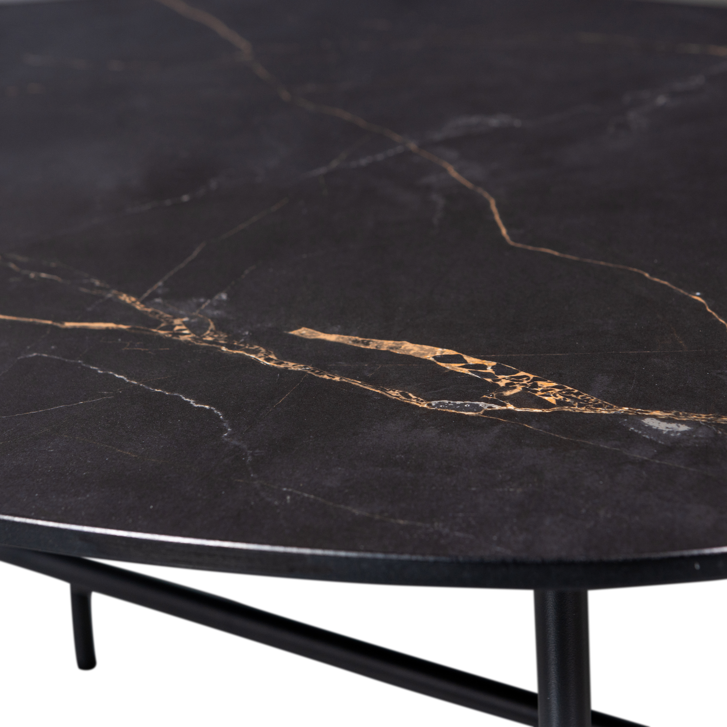 VAJEN COUCHTISCH MIT MARBLE LOOK TOP SCHWARZ 80x60CM