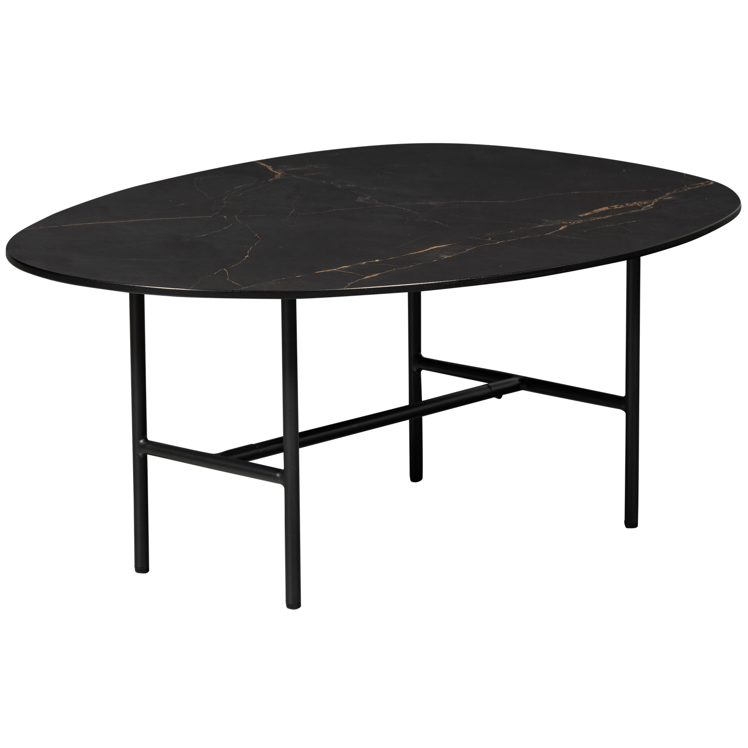 VAJEN COUCHTISCH MIT MARBLE LOOK TOP SCHWARZ 80x60CM
