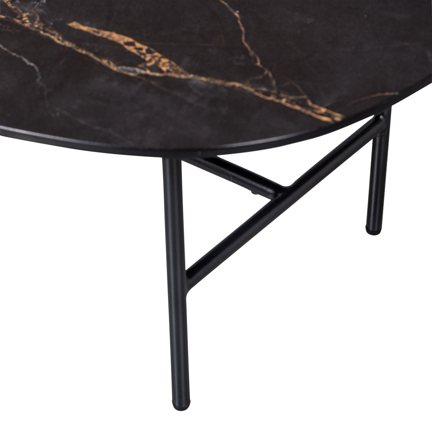 VAJEN COUCHTISCH MIT MARBLE LOOK TOP SCHWARZ 80x60CM