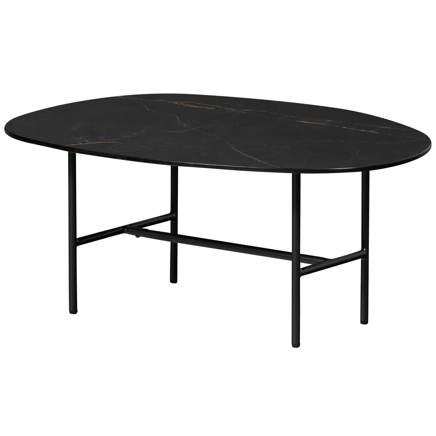 VAJEN COUCHTISCH MIT MARBLE LOOK TOP SCHWARZ 80x60CM