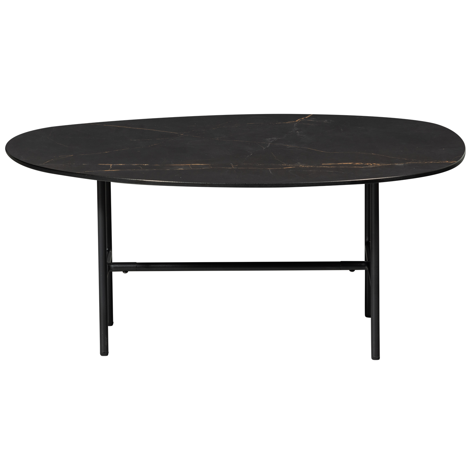 VAJEN COUCHTISCH MIT MARBLE LOOK TOP SCHWARZ 80x60CM