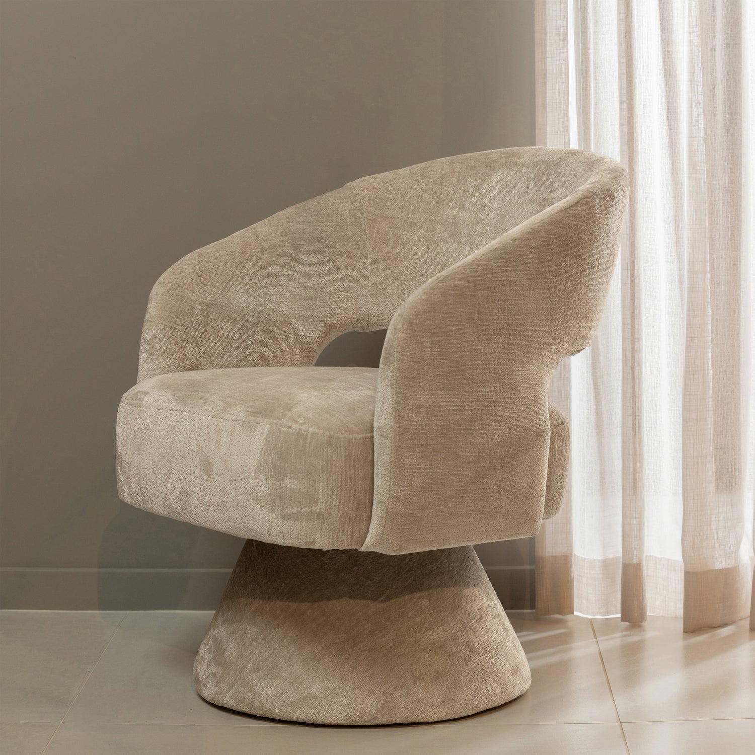 EBBA DREHSESSEL CHENILLE NATUR