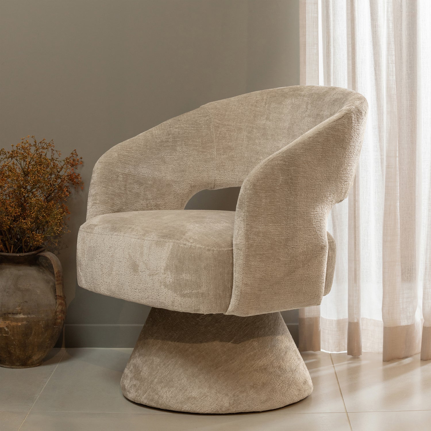 EBBA DREHSESSEL CHENILLE NATUR