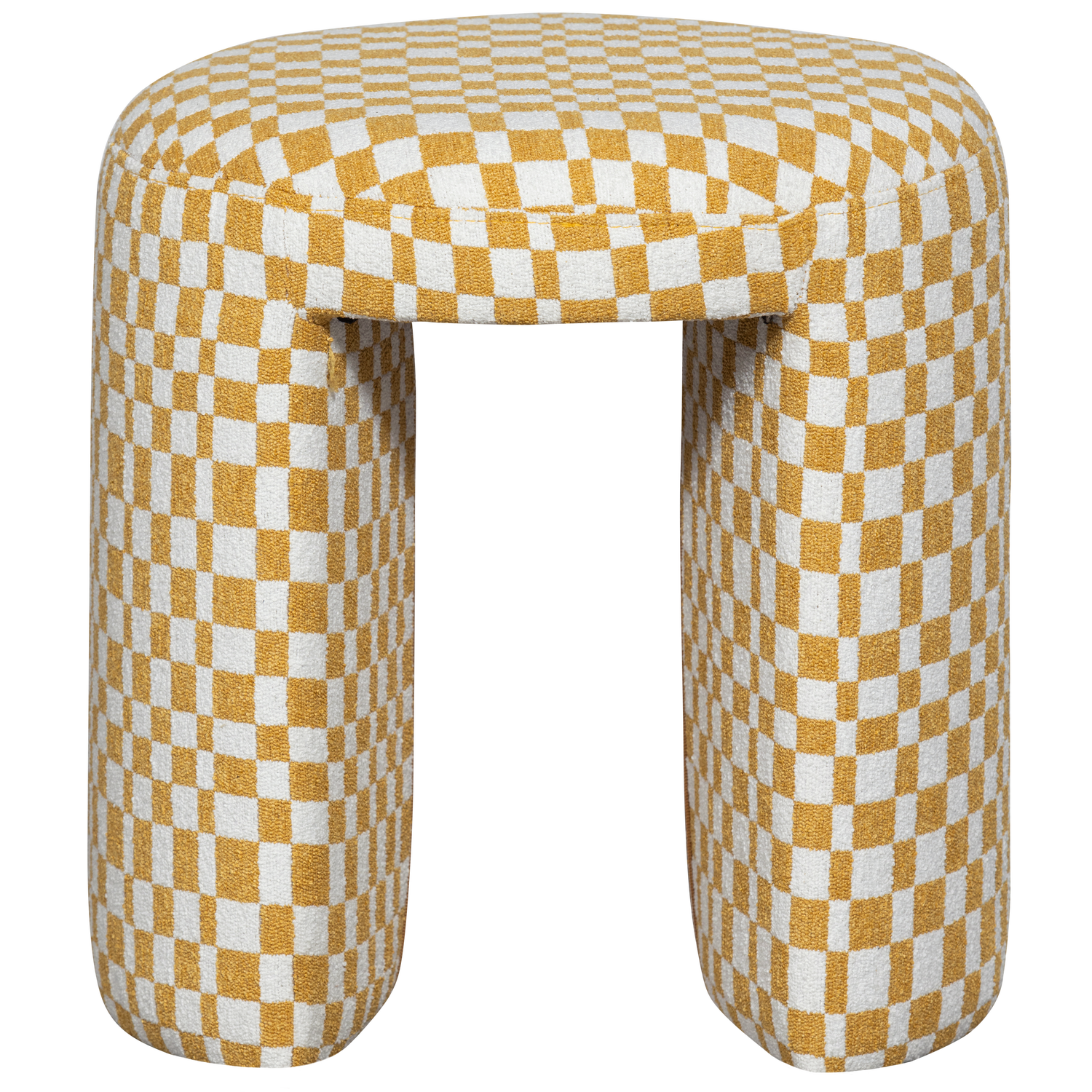 CHARLIE GEPOLSTERTER HOCKER KAROMUSTER YELLOW
