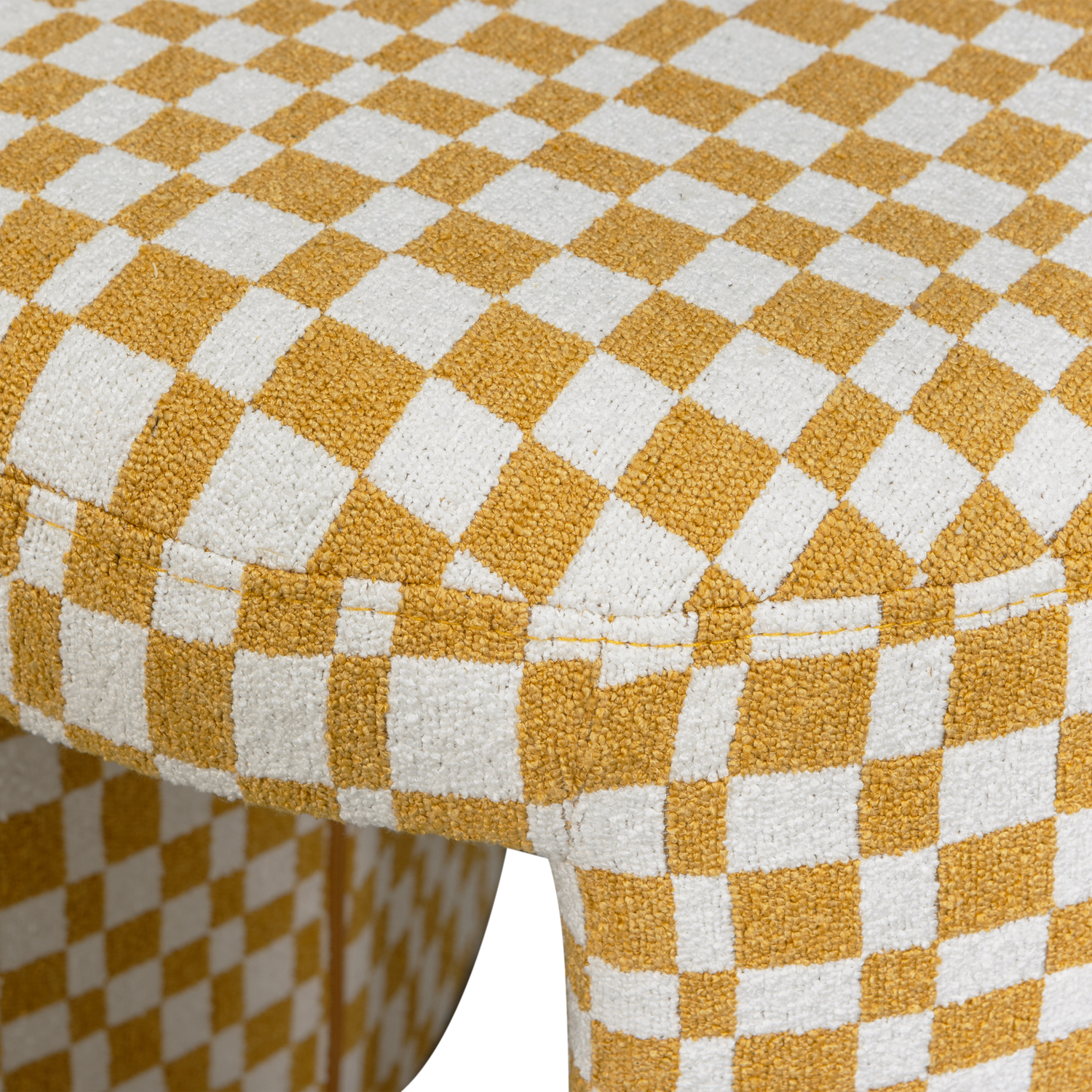 CHARLIE GEPOLSTERTER HOCKER KAROMUSTER YELLOW