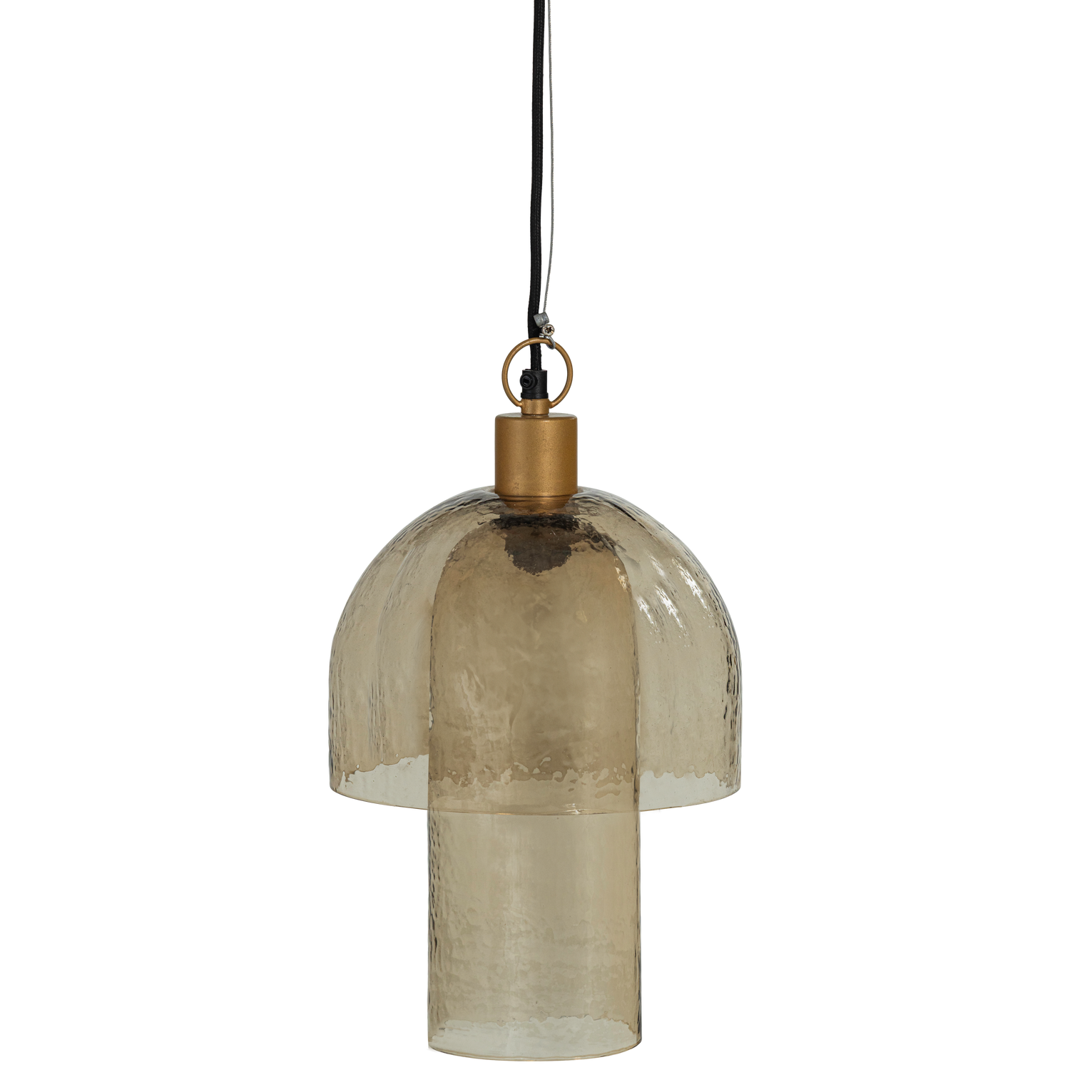 GIGI PENDELLEUCHTE AUS HAMMERED GLAS MIT DOPPELKAPPE NATUR