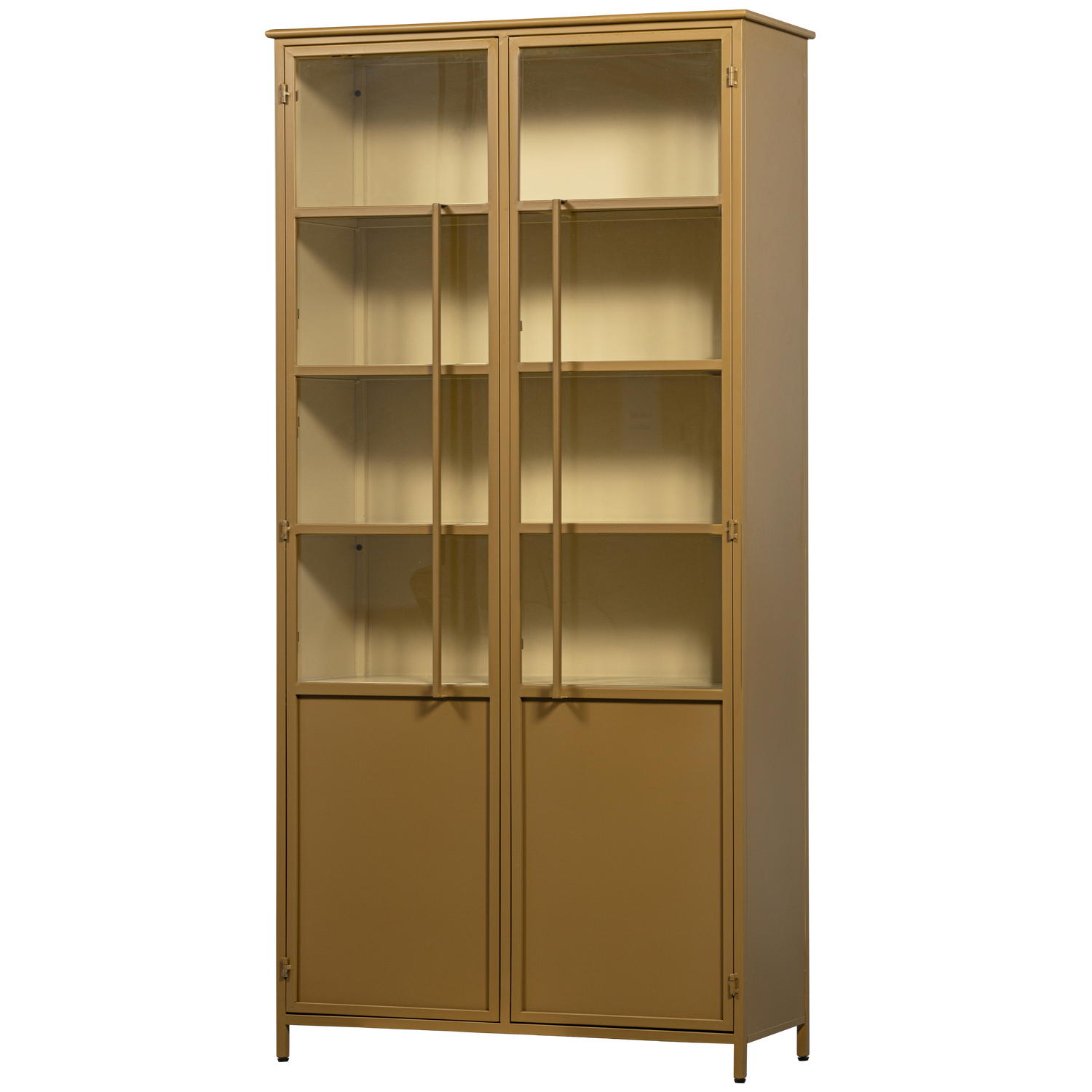 EXHIBIT XL 2-TURIG VITRINE SCHRANK METALL HONIGGELB