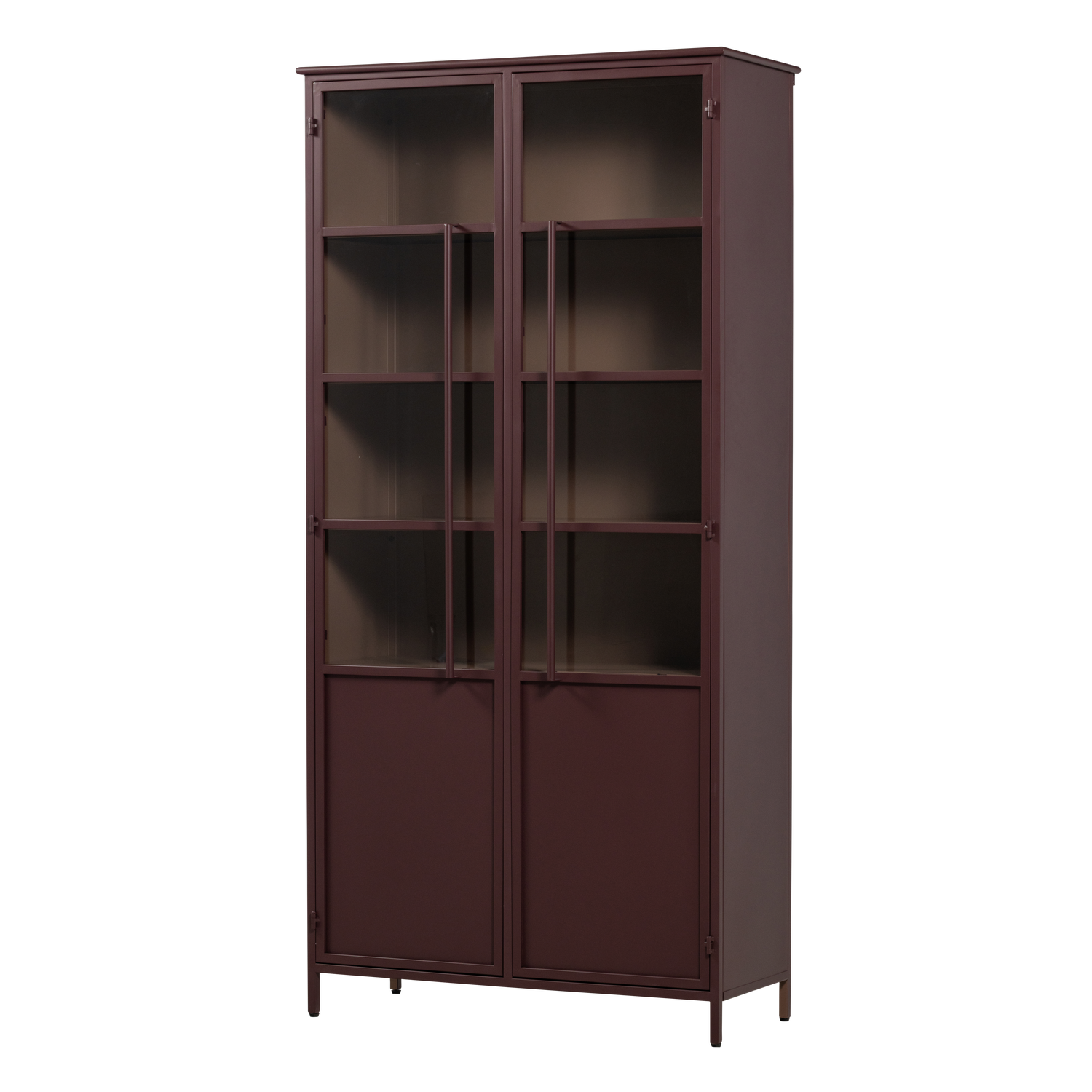 EXHIBIT XL 2-TÜRIG VITRINE SCHRANK METALL BORDEAUXROT