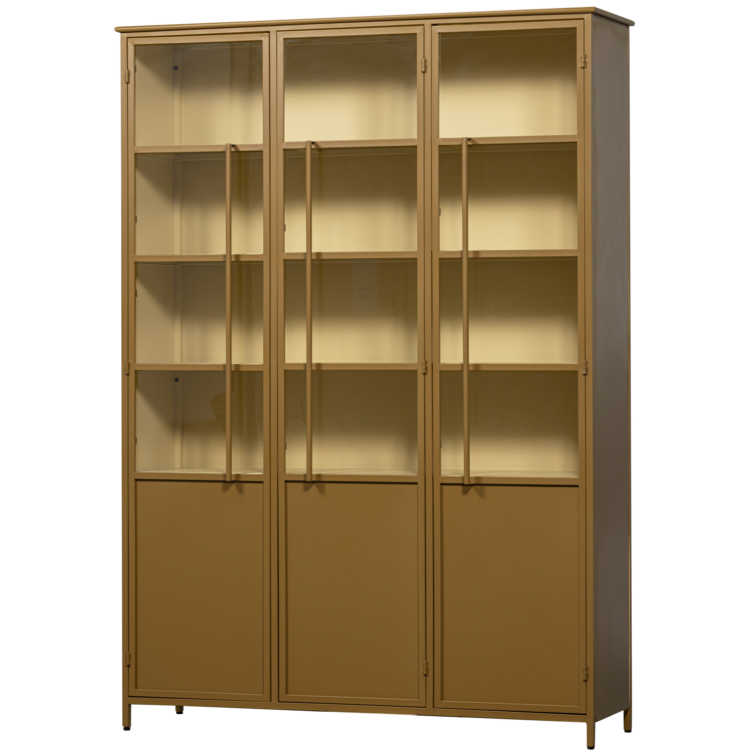 EXHIBIT XL 3-TÜRIG VITRINE SCHRANK METALL HONIGGELB 200x140x40 cm