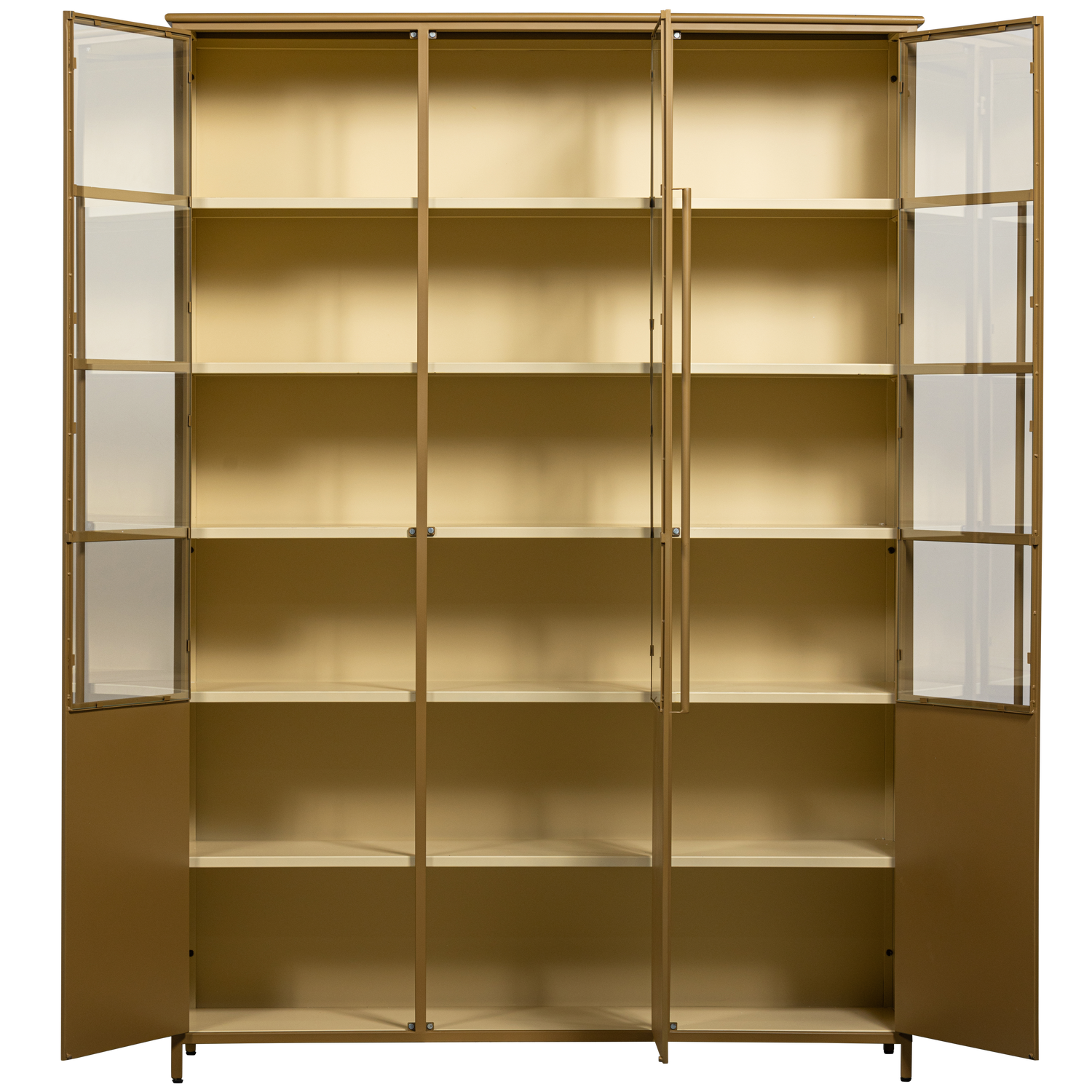 EXHIBIT XL 3-TÜRIG VITRINE SCHRANK METALL HONIGGELB 200x140x40 cm
