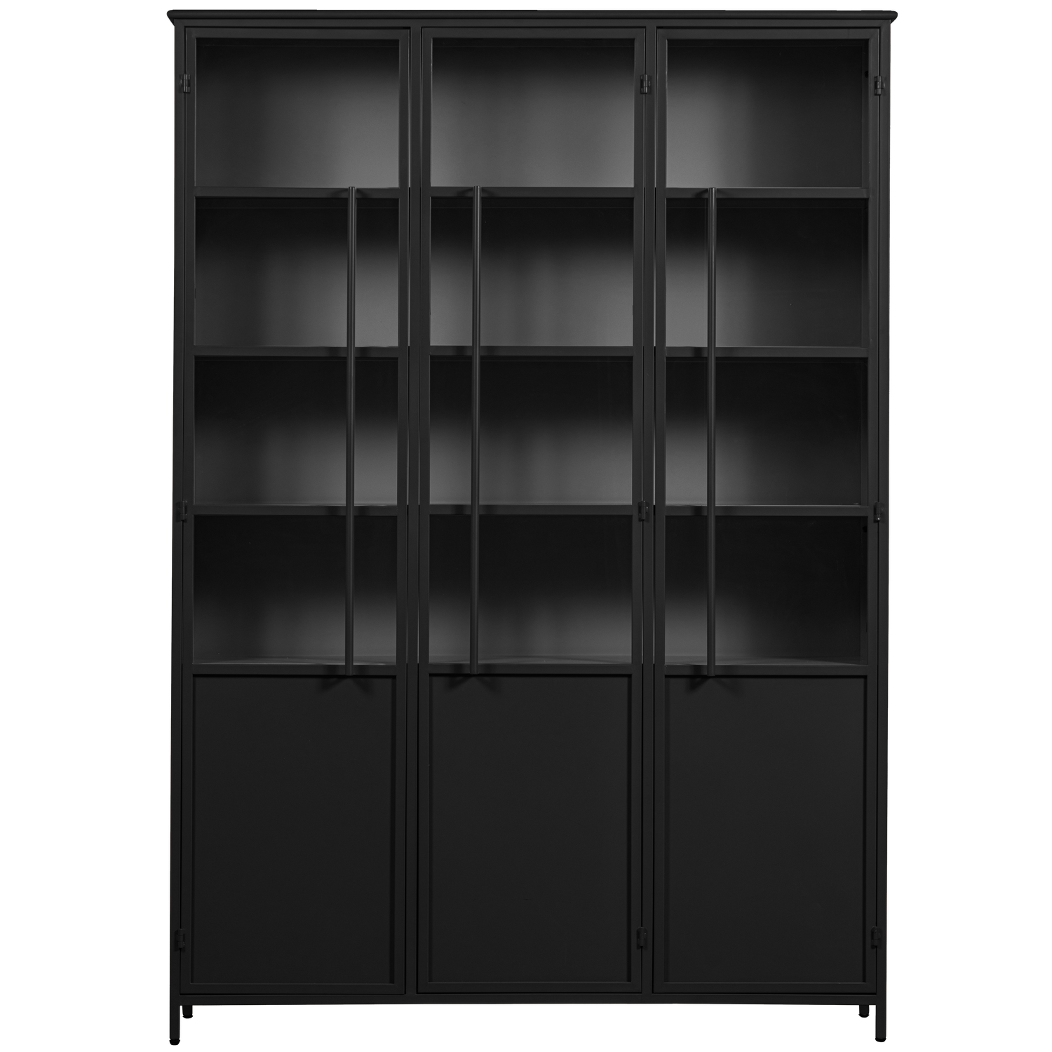 EXHIBIT XL 3-TURIG VITRINE SCHRANK METALL SCHWARZ 200x140x40 cm