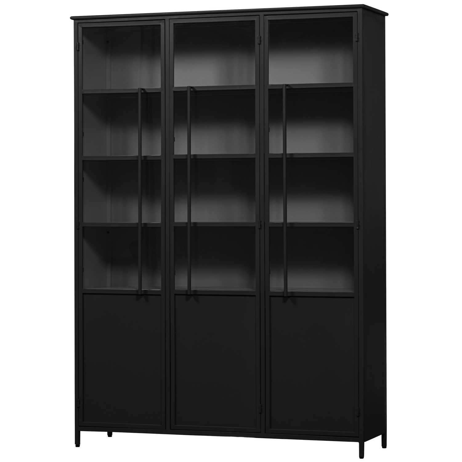 EXHIBIT XL 3-TURIG VITRINE SCHRANK METALL SCHWARZ 200x140x40 cm