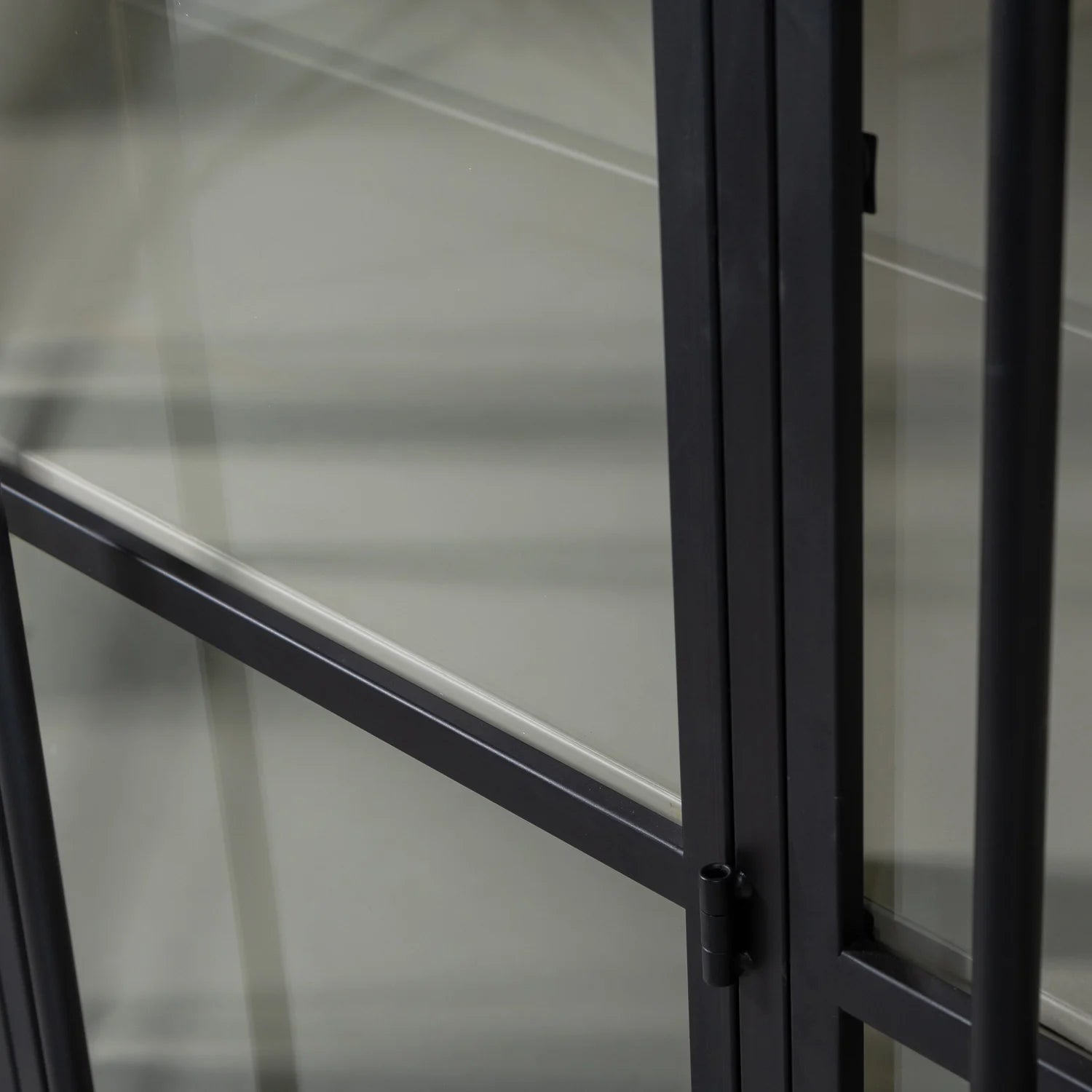 EXHIBIT XL 3-TURIG VITRINE SCHRANK METALL SCHWARZ BEIGE 200x140x40 cm