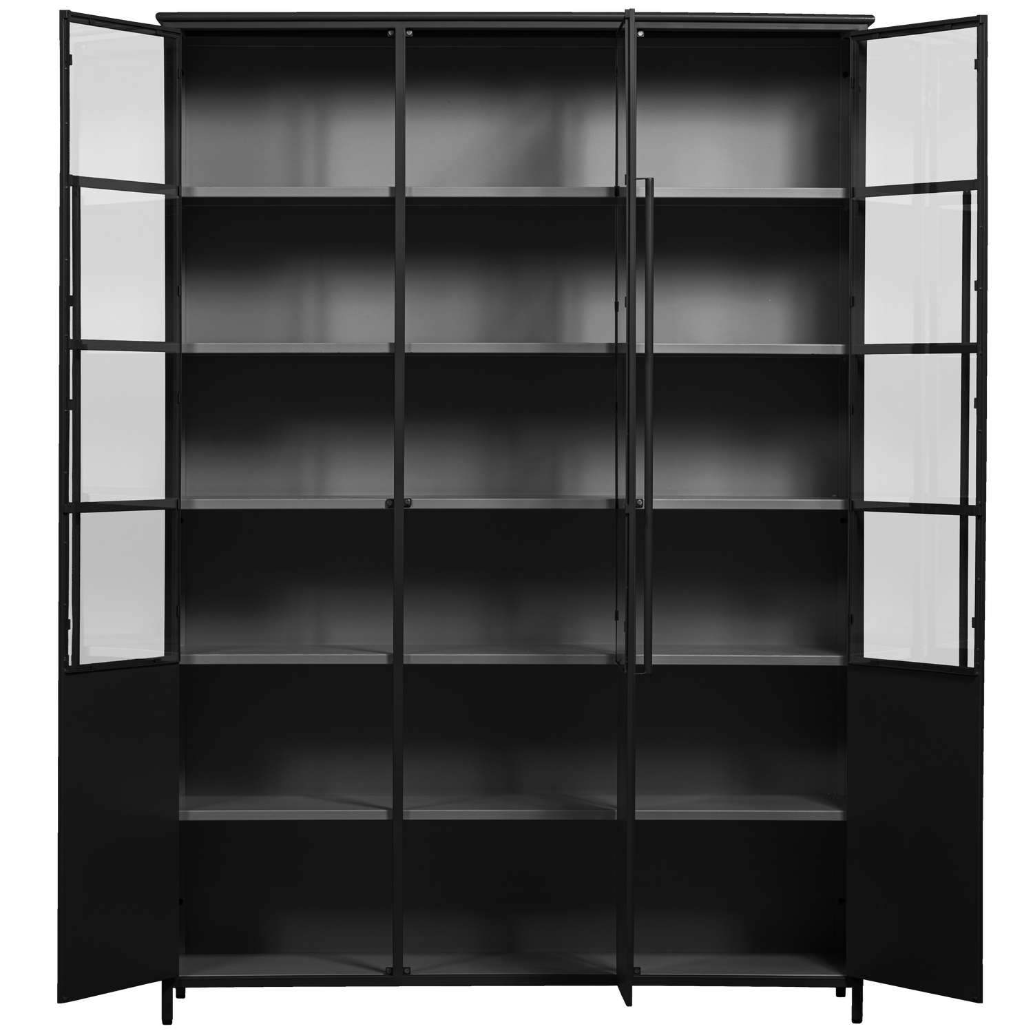 EXHIBIT XL 3-TURIG VITRINE SCHRANK METALL SCHWARZ 200x140x40 cm