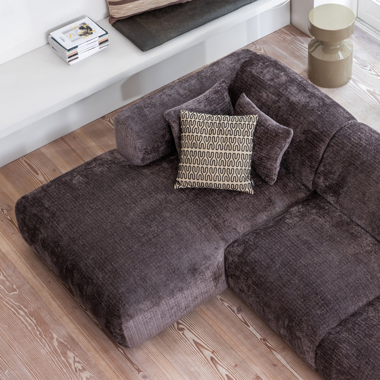CLOUD CHAISELONGUE LINKS GEWEBTE CHENILLE WARMES BRAUN