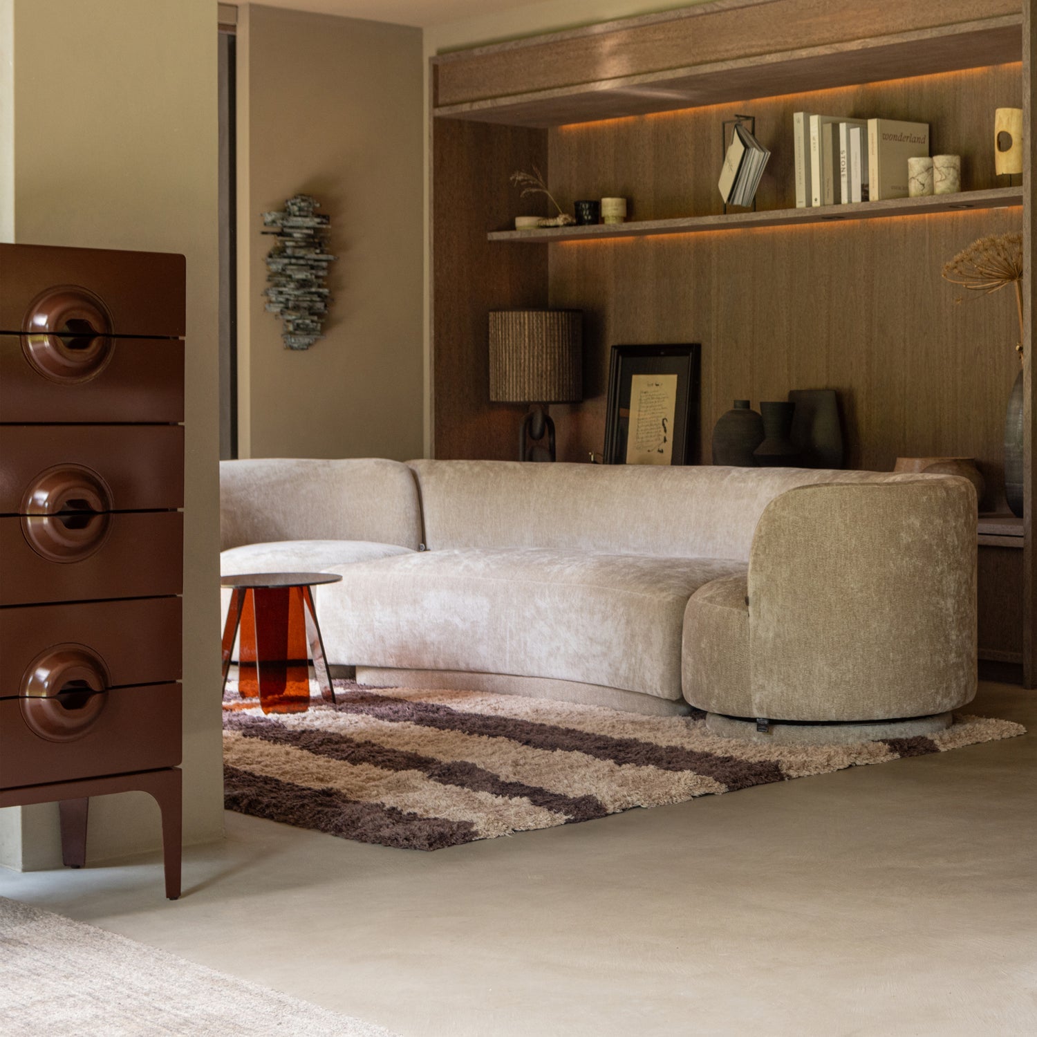 MERGE KOMMODE 6 SCHUBLADEN HOLZ BRAUN/ROT