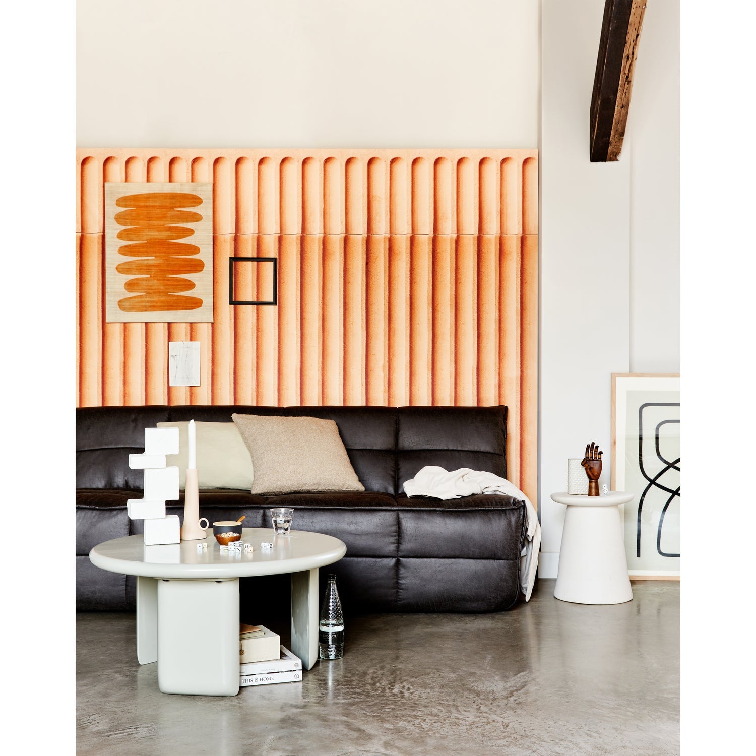 BUTTON BEISTELLTISCH KERAMIK WEISS 45x35OCM