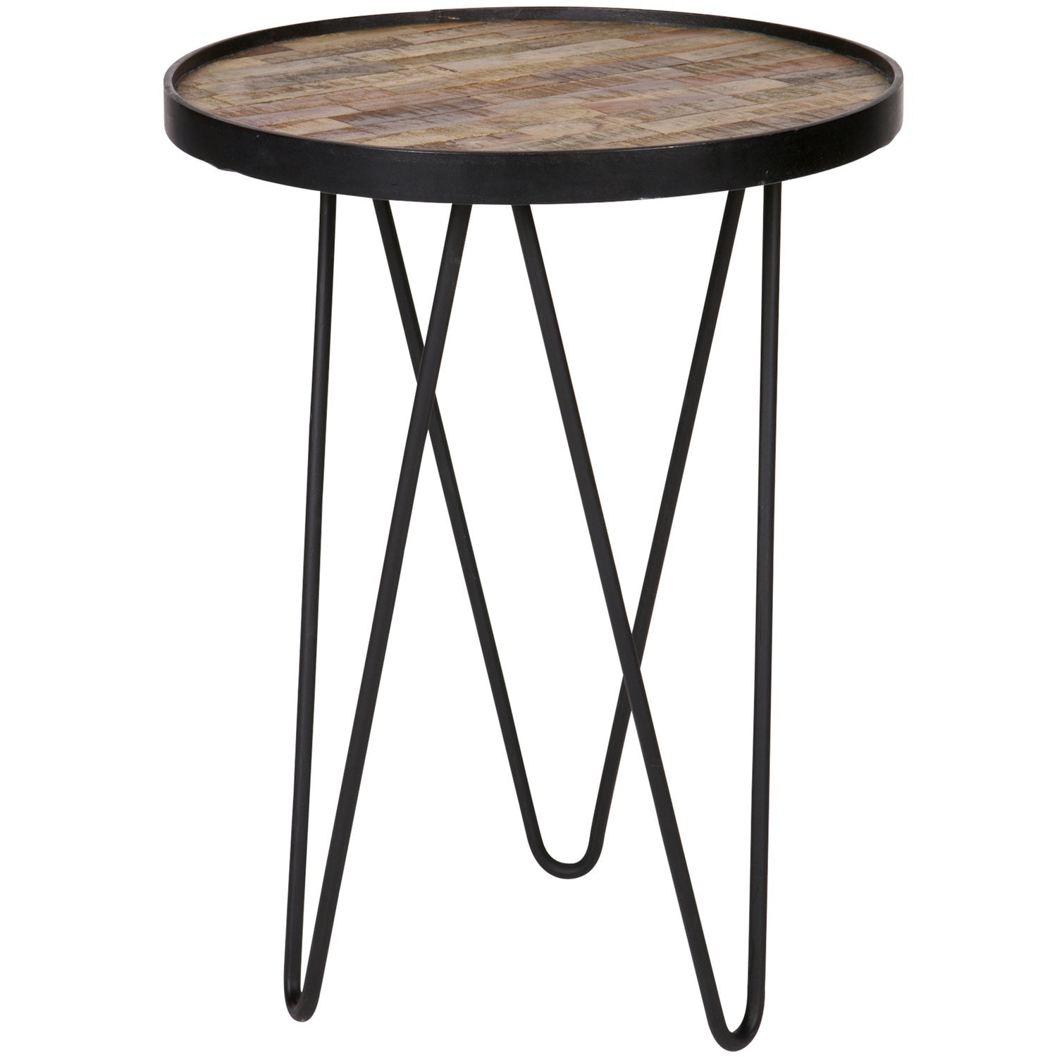 LEV BEISTELLTISCH TEAK HOLZ/METALL NATUR/SCHWARZ