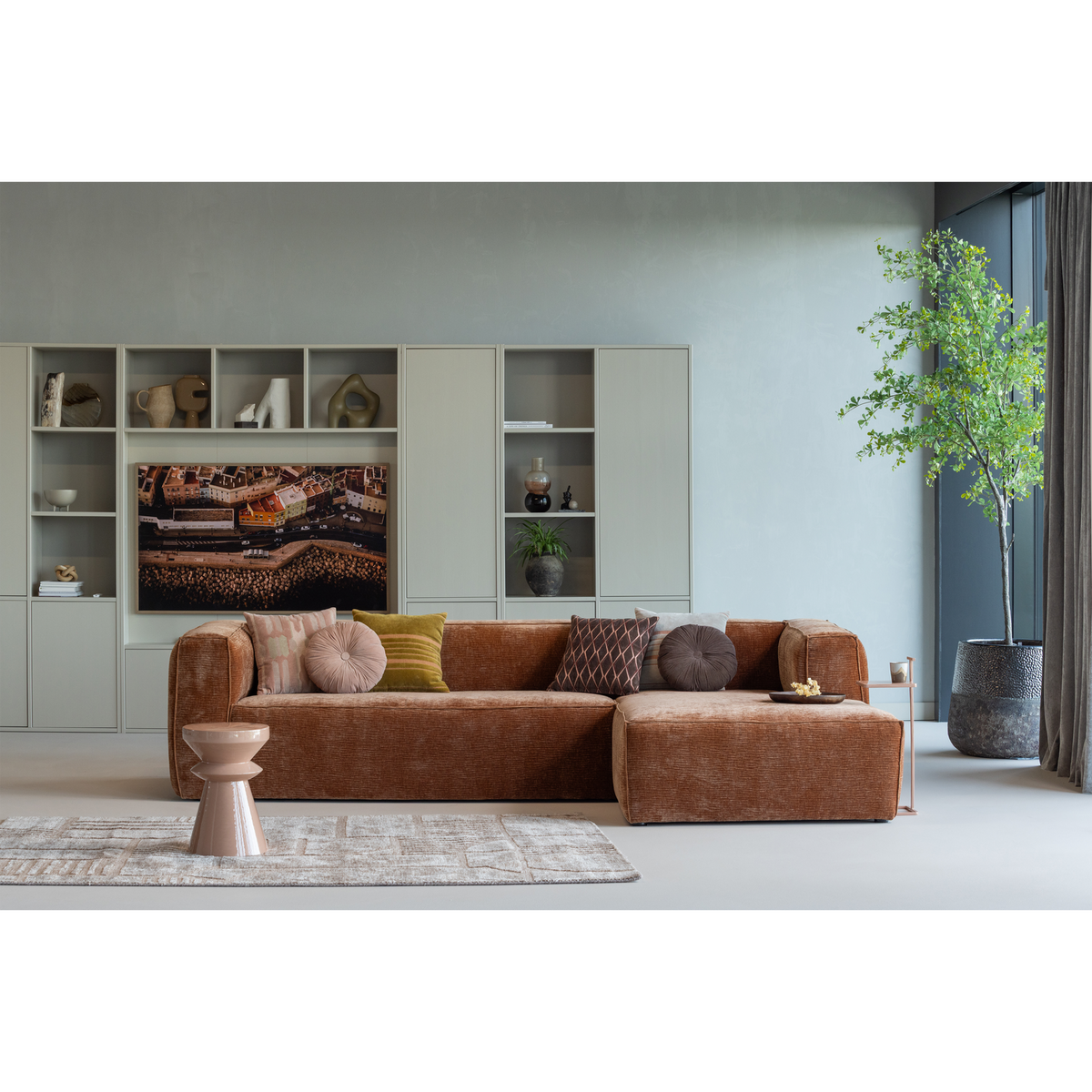BEAN ECKBANK RECHTS CHENILLE VELVET TERRA