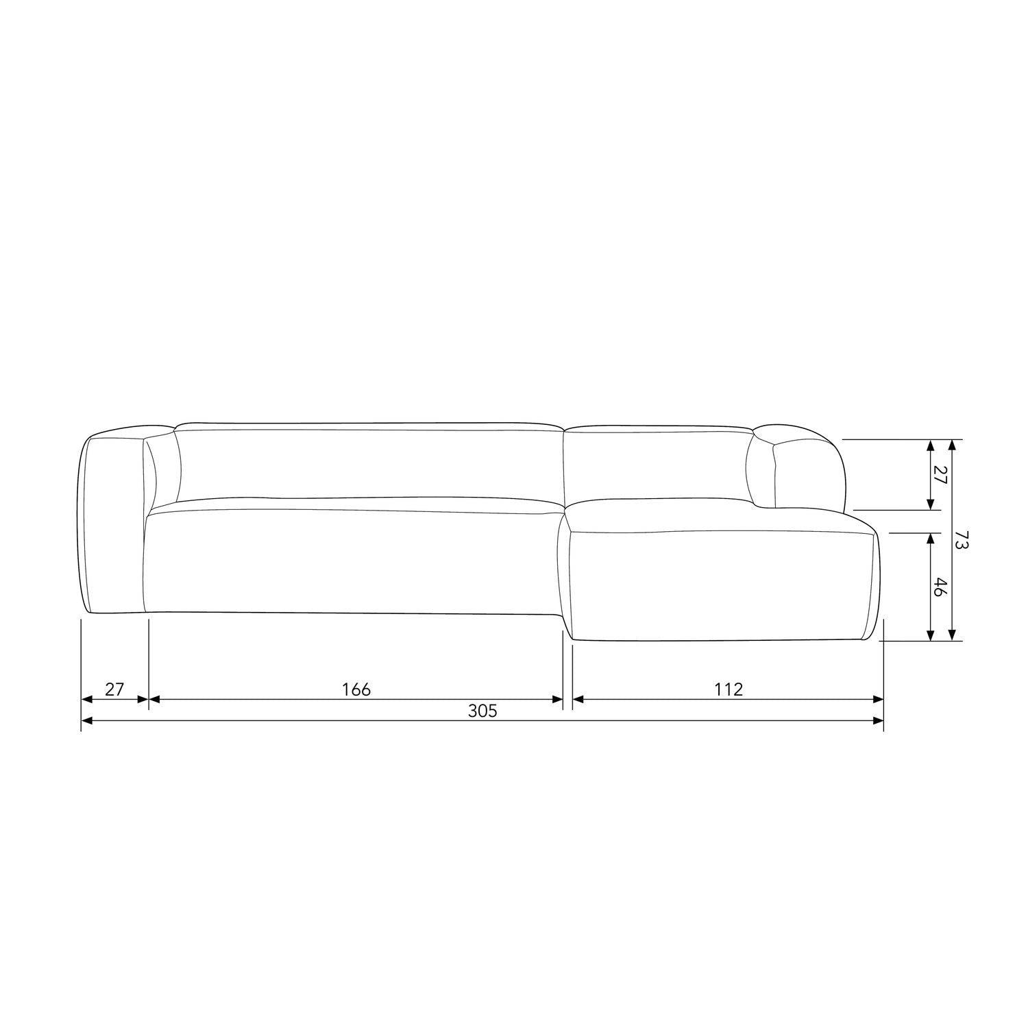 BEAN ECKCOUCH RECHTS SCHWER MELANGE TERRAZZO