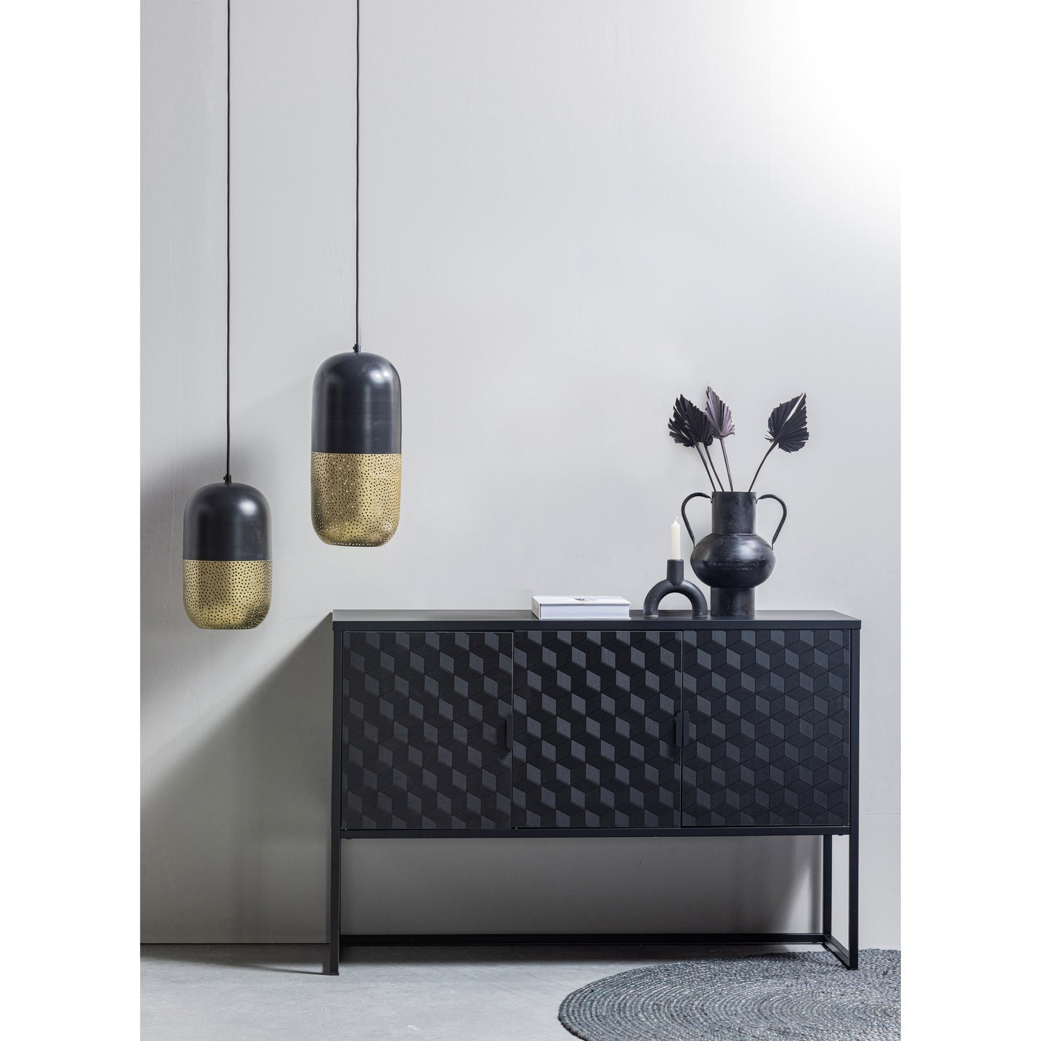 TIRSA HANGENDE LAMPE 46CM METAL SCHWARZ BRASS