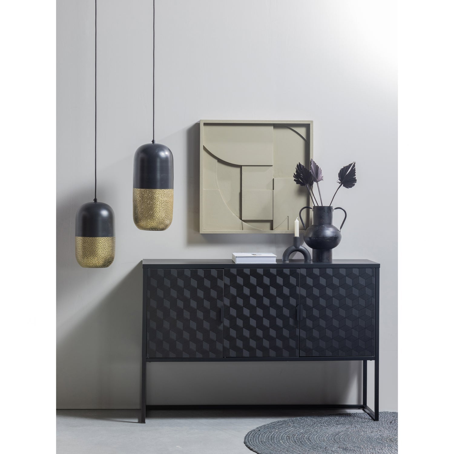 TIRSA HANGENDE LAMPE 36CM METAL SCHWARZ BRASS