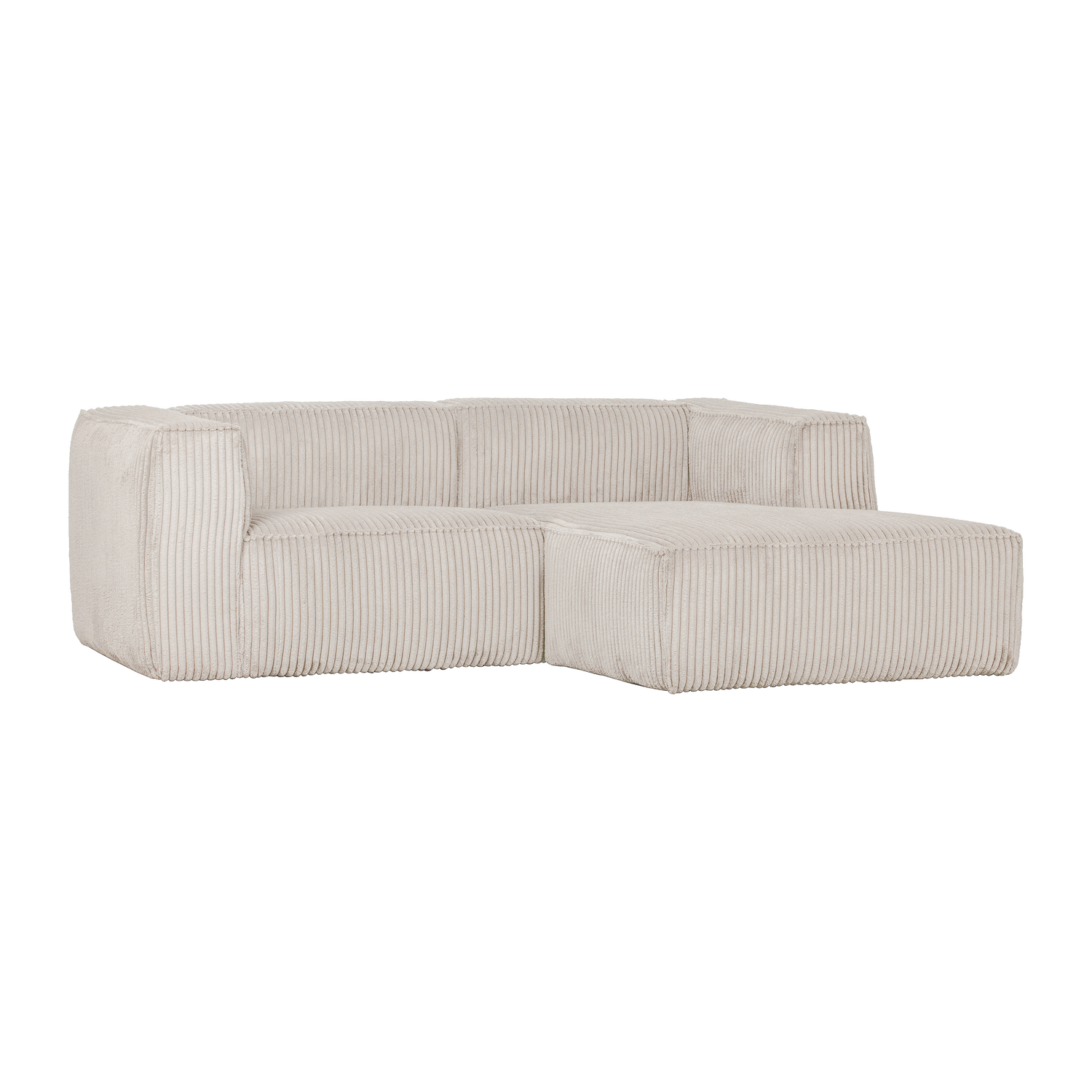 BEAN CHAISE LONGUE SOFA RECHTS GERIPPTER STOFF NATUR