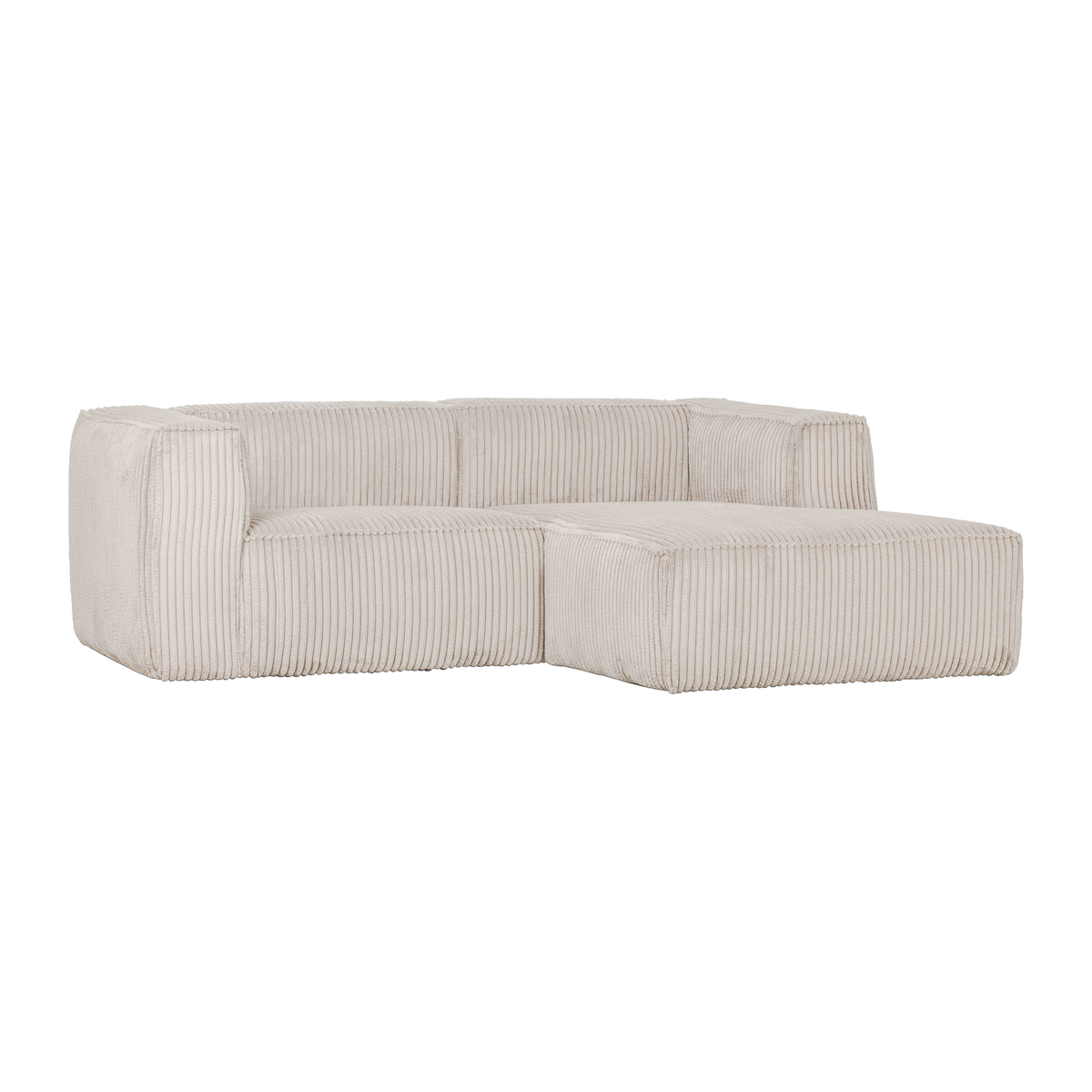 BEAN CHAISE LONGUE SOFA RECHTS GERIPPTER STOFF NATUR