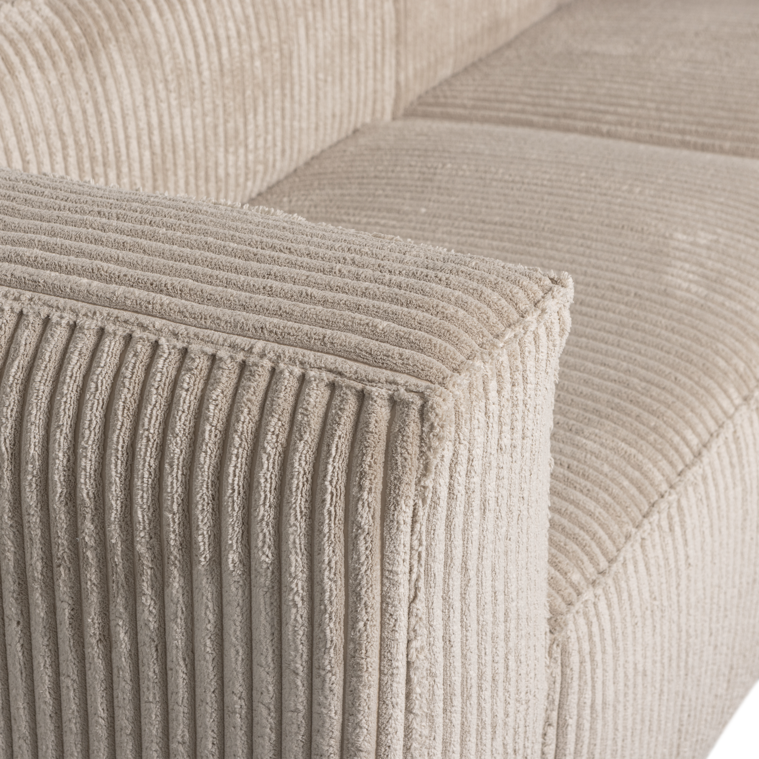 BEAN CHAISE LONGUE RECHTS SCHWER RIBCORD TRAVERTIN