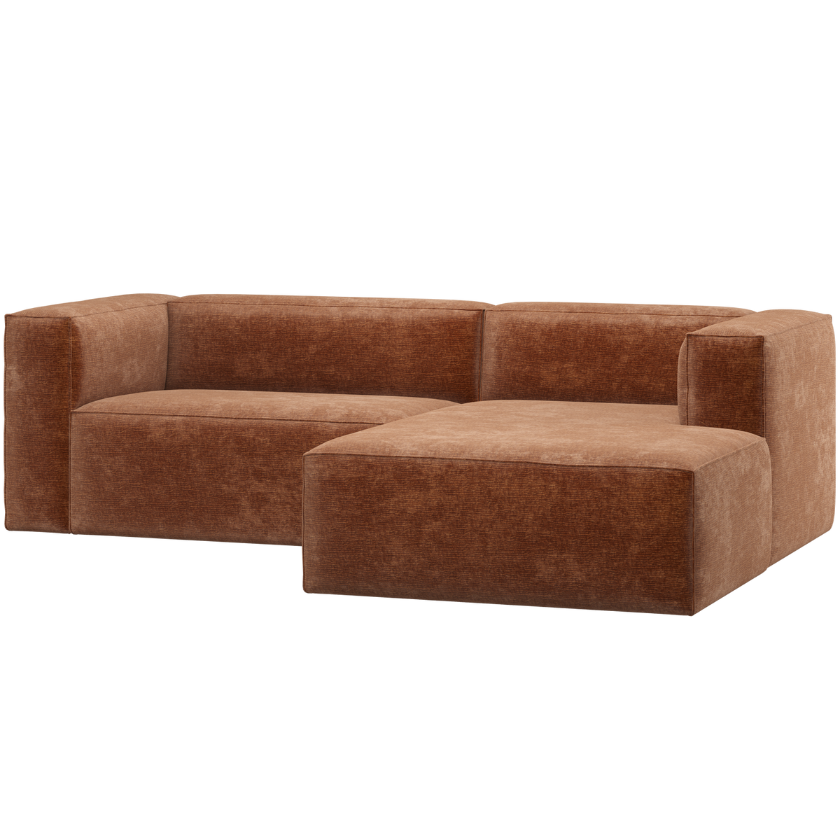 BEAN CHAISE LONGUE SOFA RECHTS CHENILLE VELVET TERRA