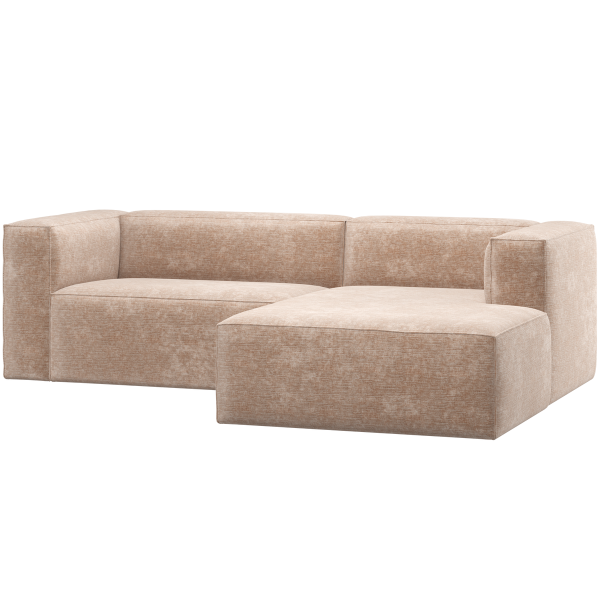 BEAN CHAISE LONGUE SOFA RECHTS CHENILLE VELVET NATUR