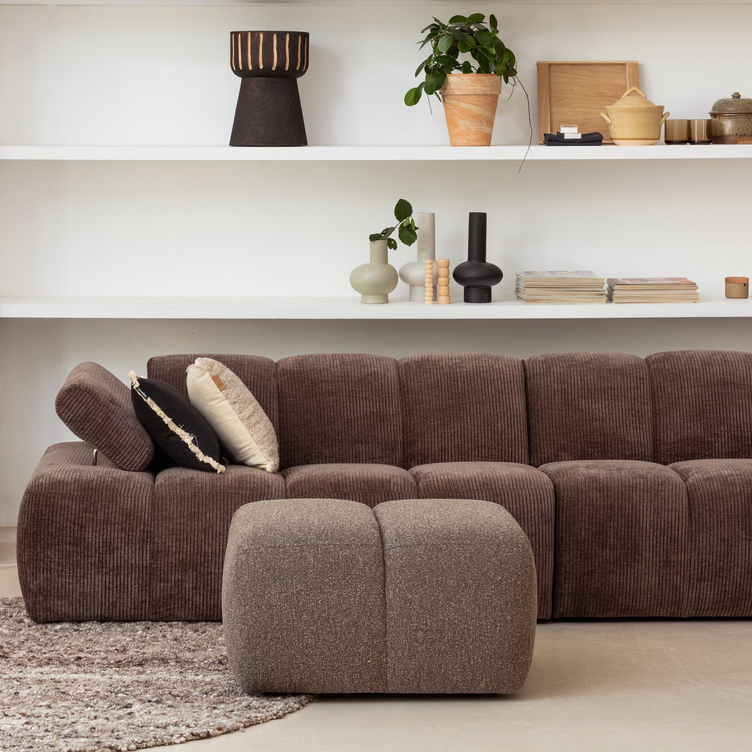 MOJO HOCKER 45x84x64CM BOUCLE BRAUN MELIERT