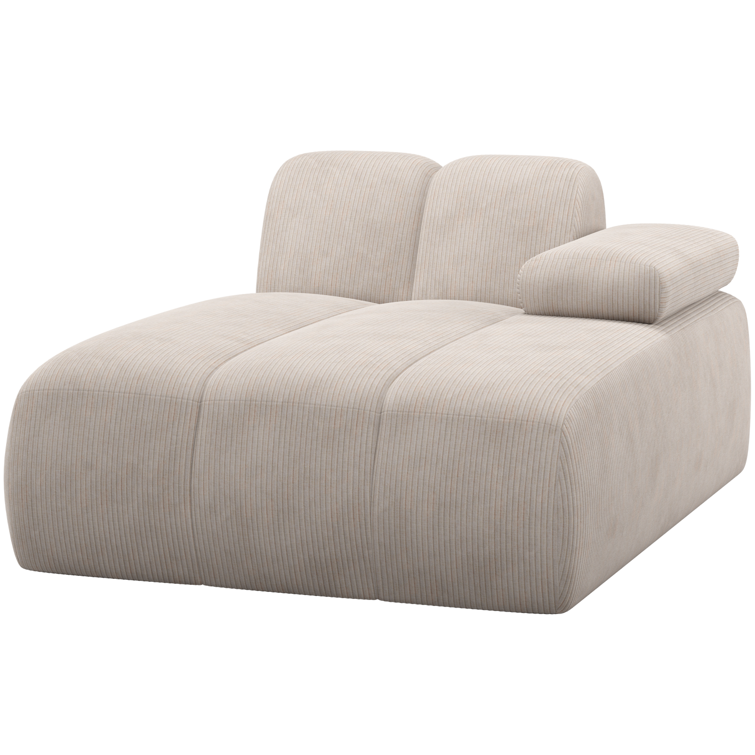 MOJO CHAISE LONGUE RECHTS GERIPPTER STOFF ECRU